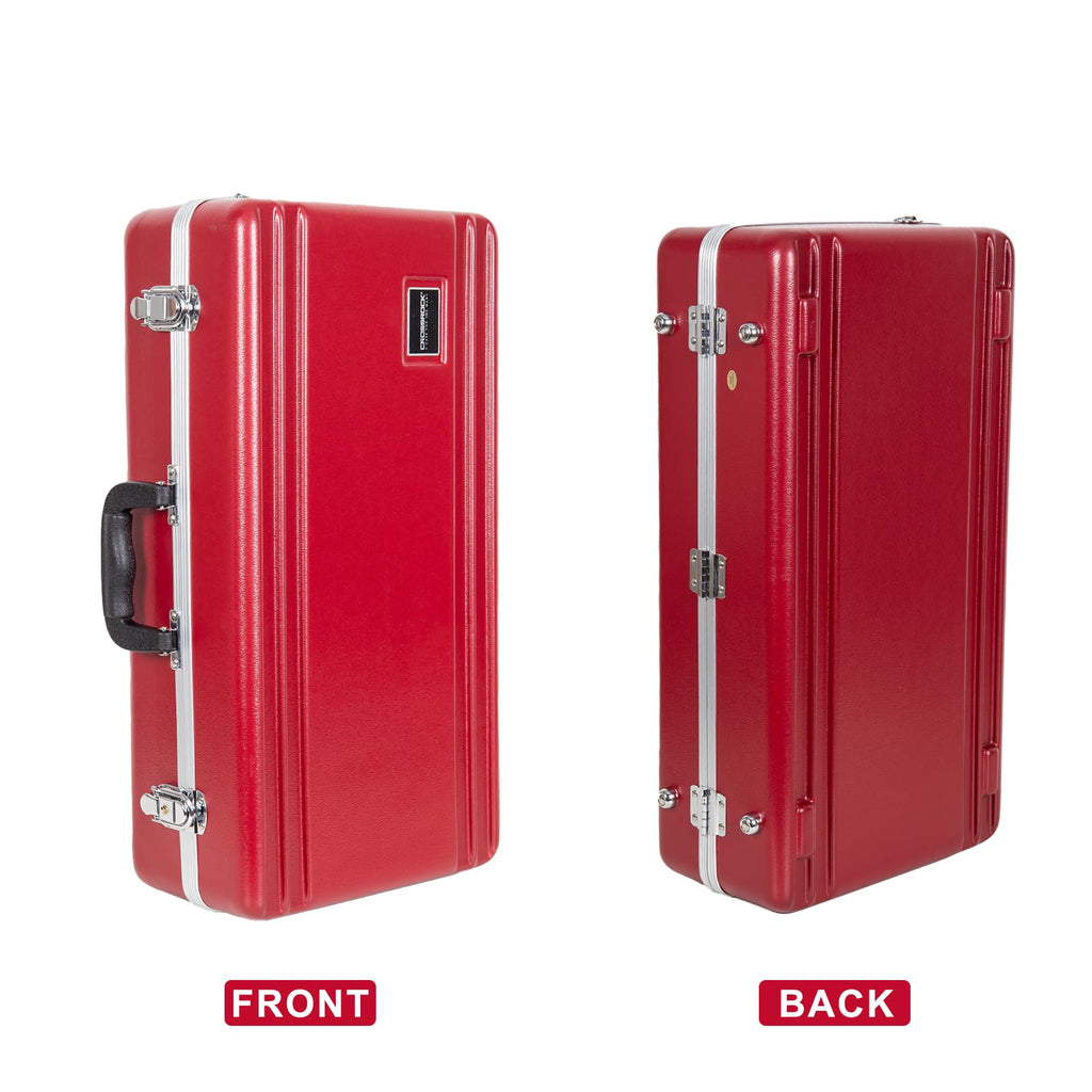 Crossrock ABS Trumpet Case for Bb Horn | Red Finish, Black Velvet Interior, Security Lock, Metal Feet & Detachable Strap