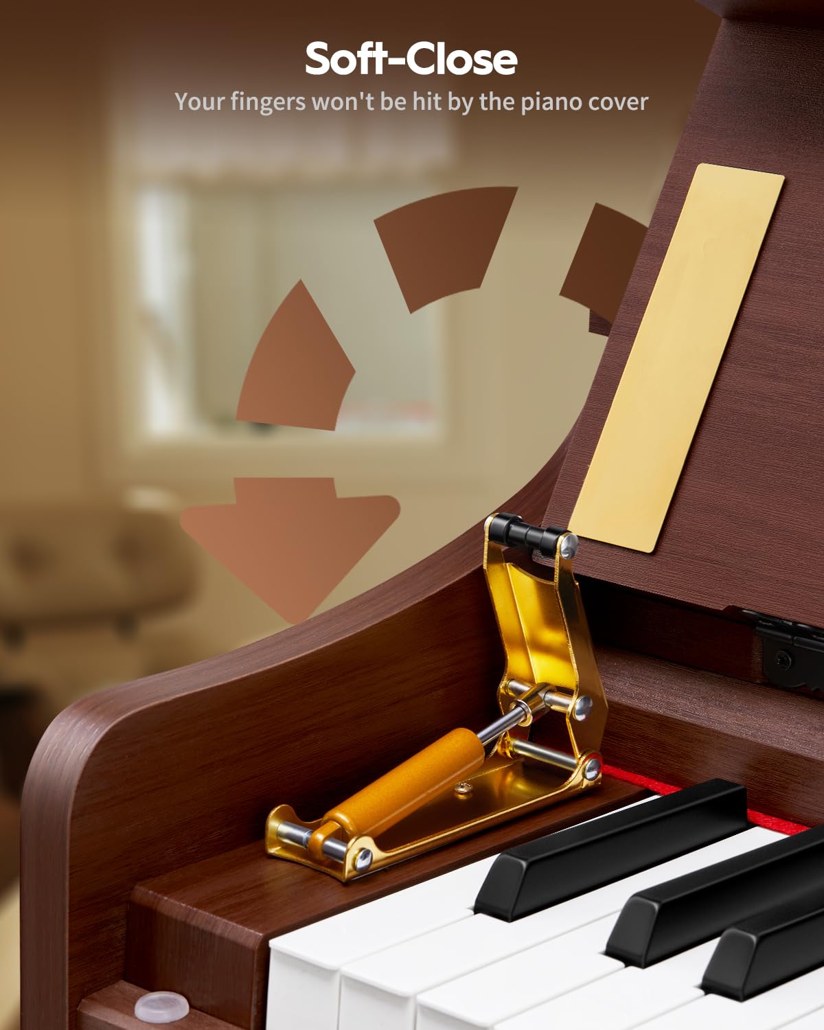 STRICH Digital Piano 88 Keys, Hammer-Action Weighted Keyboard, Full size Electric Piano Keyboard with Furniture Stand, 25Wx2 Speakers, Supports USB-MIDI/Wireless Connect, SDP-300W (Color Walnut Wood)