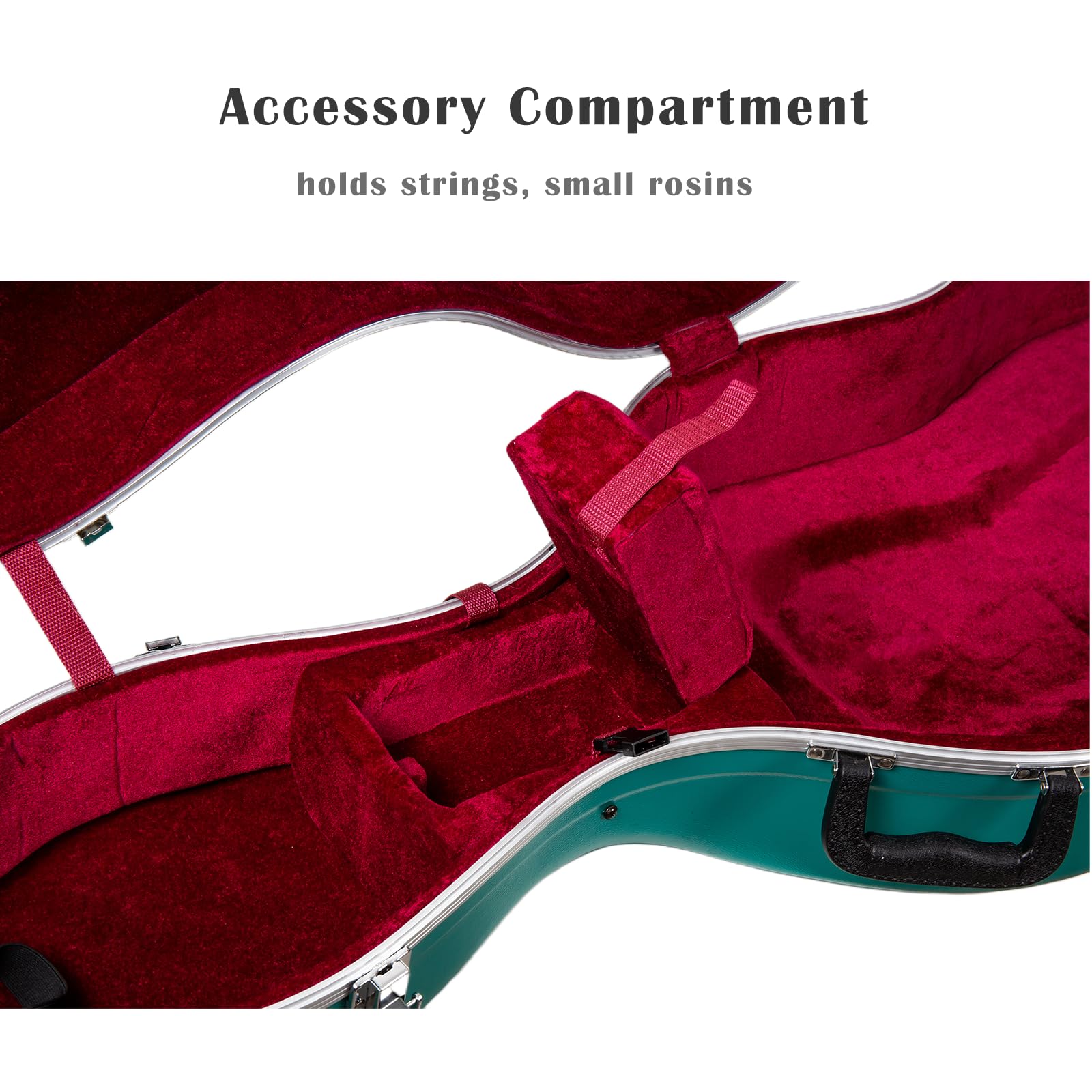 Crossrock 4/4 & 3/4 Cello Case with Wheels | Matte Mint Blue ABS Shell, Wine Red Velvet Interior, Backpack Straps – New Mold Design – (CRA870CEFMB)