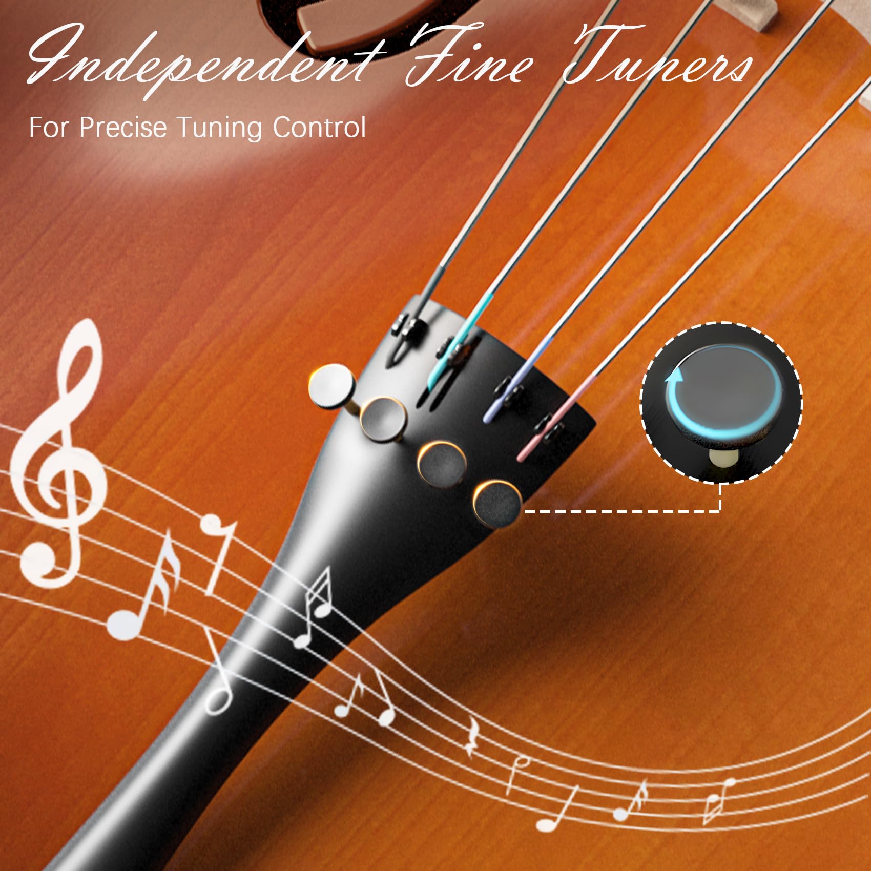 Cello 4/4 Kit, Full Size Cello for Adults, Students, Beginners, Complete Acoustic Cello Instrument Set with Portable Bag, Bow, Rosin, Black