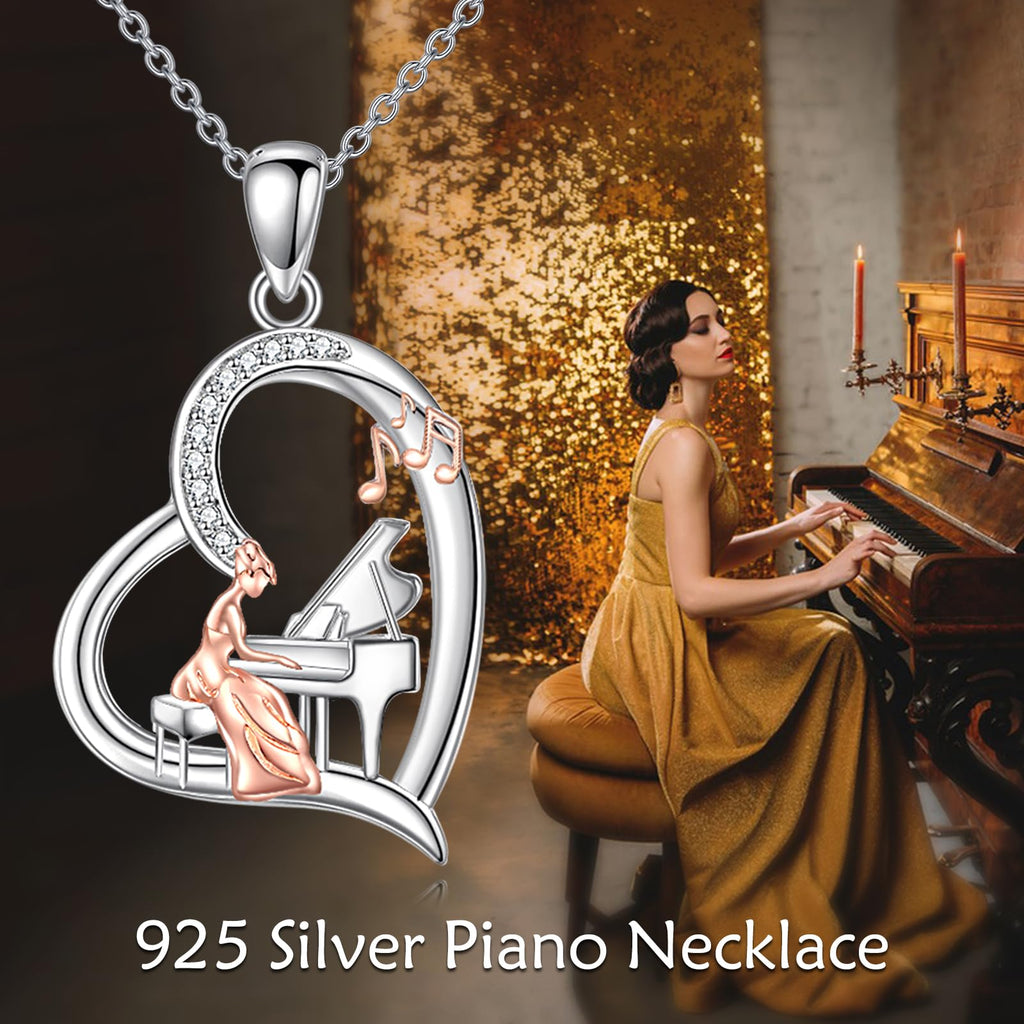 Sterling Silver S925 Ballet/Violinists/Gymnastics/Cello/Runner/Tennis/Piano/Artist Necklace Jewelry Gifts for Women Christmas Gift