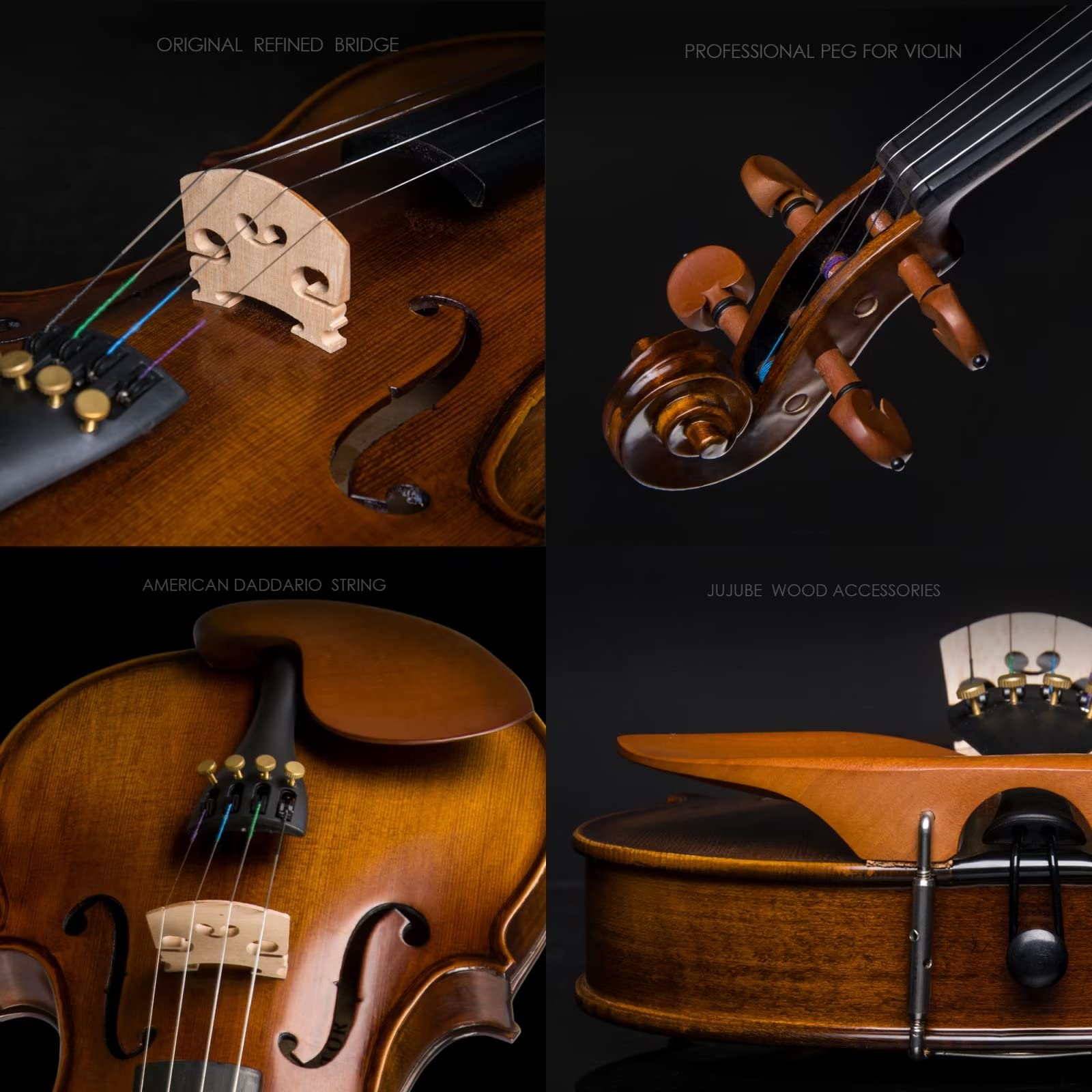 CHRISTINA V04 Violin Instrument Adult Full Size Violin Kit Acoustic Violins for Kids Beginners Student (matte 4/4)