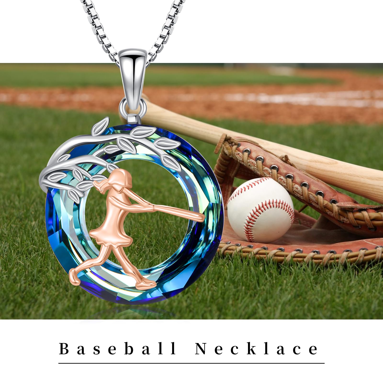 Sport/Music Necklace for Women 925 Sterling Silver Crystal Pendant Tree of Life Jewelry Gifts for Sport Players