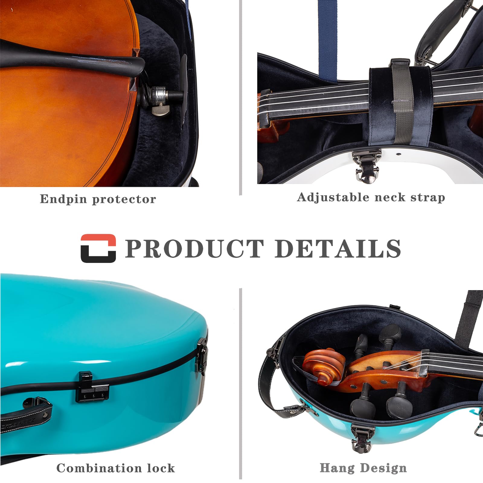Crossrock Fiberglass 4/4 Cello Case with Wheels for Full Size Cello | Bright Yellow Finish, Velvet Interior, Waterproof Latches, Backpack Straps – Hardshell Protection- (CRF1020CEFYL)