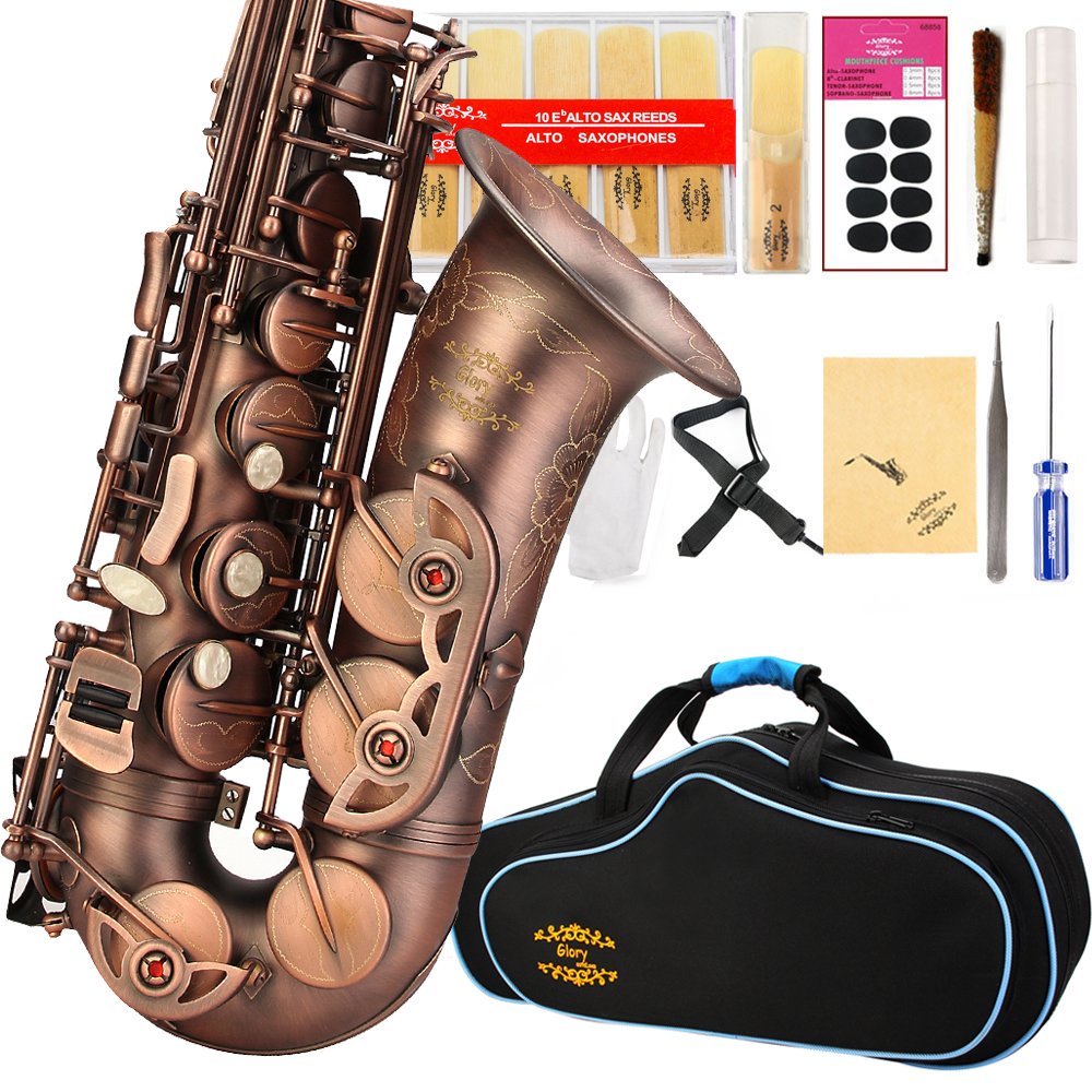 Glory Black Laquer E Flat Alto Saxophone with 11reeds,8 Pads cushions,case,carekit