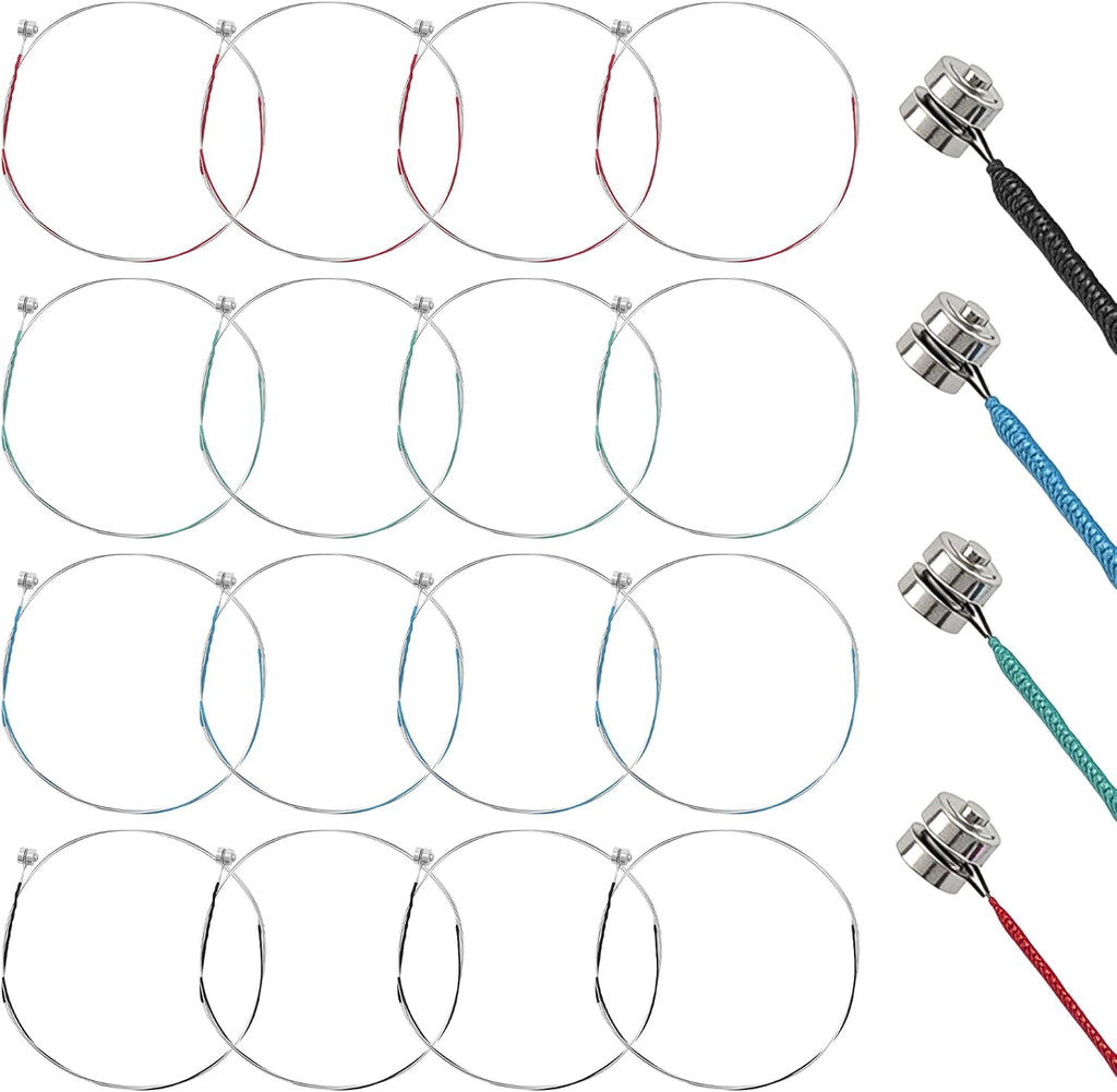 16PCS Violin Strings, Durable Carbon Steel Copper Wound with Copper-Plated Ball End, Universal Full Set for 4/4, 3/4, 1/2 & 1/4 Violins