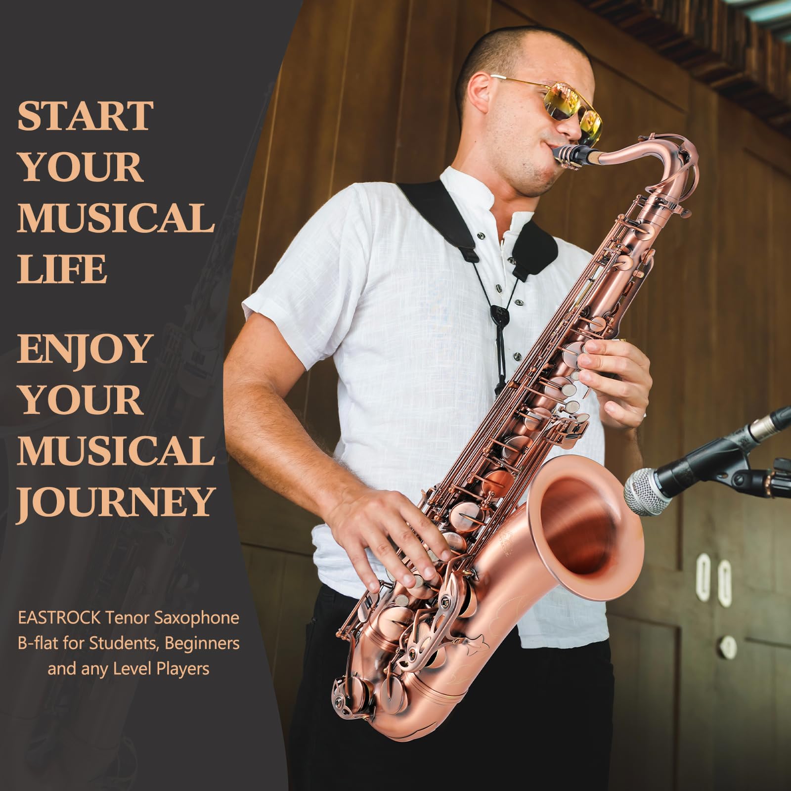 EASTROCK Nickel Tenor Saxophone B Flat Tenor Sax Professional Tenor Saxophone for Beginners Students and Musicians with Carrying Case,Mouthpiece,Reeds,Cushion Pads,Cleaning Kit,Neck Strap