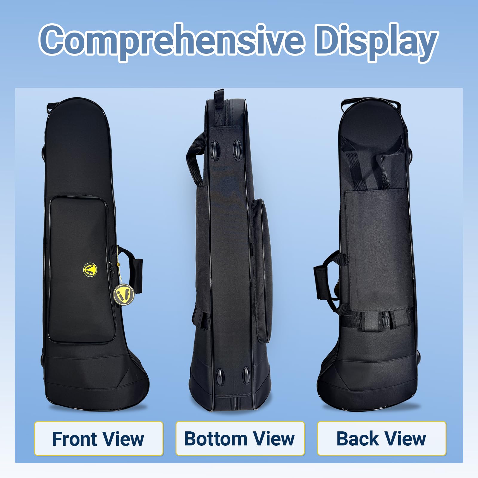 Contoured Trombone Case with Built-In Backpack Straps, Gig Bag | Omebaige Contoured Trombone Case: Built-In Backpack Straps, Impact-Resistant Foam Velvet Interior, 600D Nylon Design.