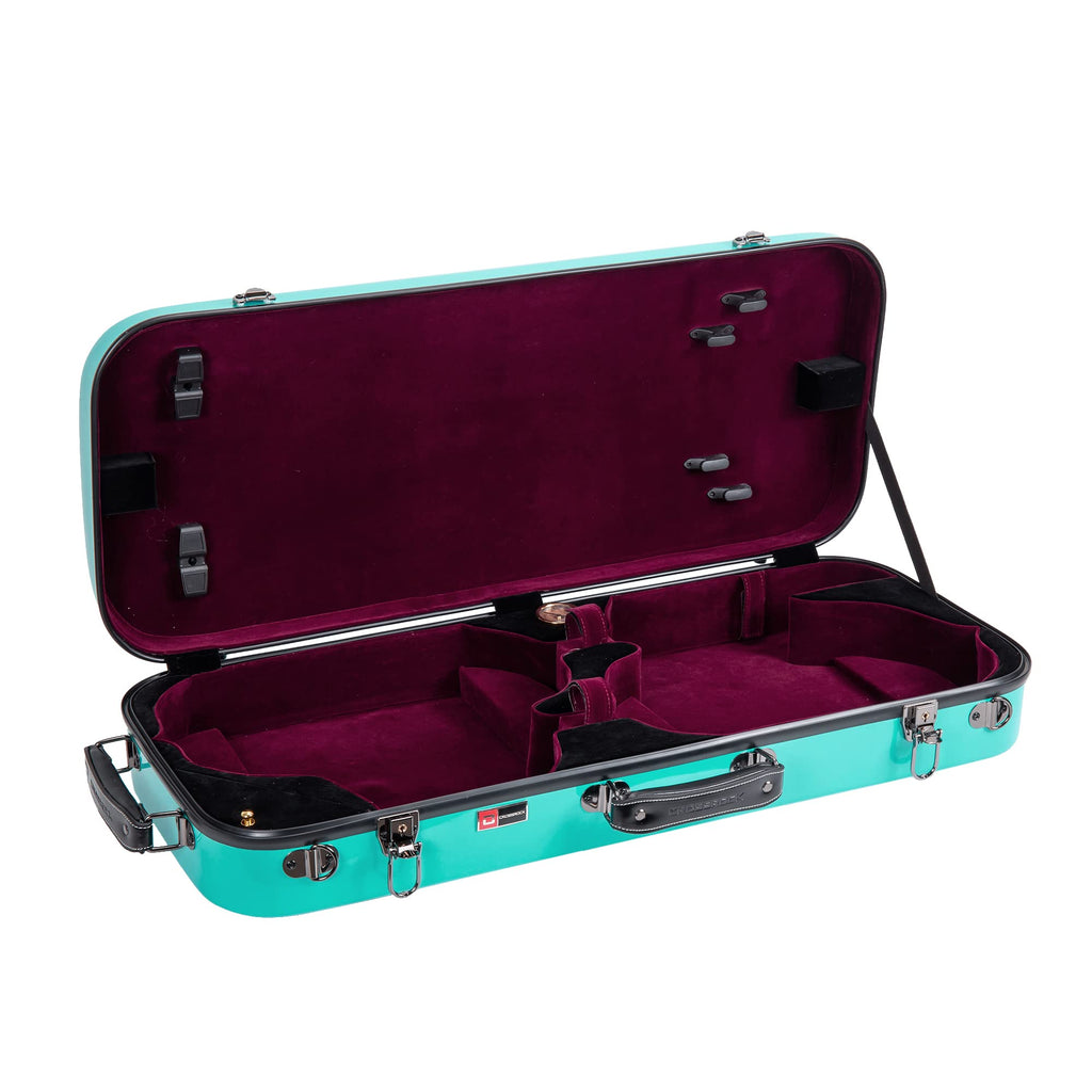 Crossrock Fiberglass Double Violin Case fits Two 4/4 Full-Size Violins- Includes TSA lock, Protective Blanket, Hygrometer, Removable Shoulder Straps- Milky White (CRF2020DVMW)
