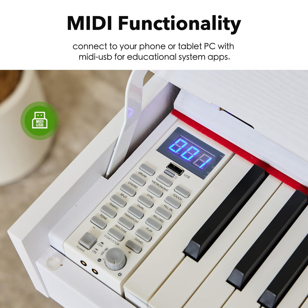 Digital Piano 88 Key Weighted Keyboard,Full-Size Desk Progressive Hammer-Action Electric Piano For Beginners, With Sheet Music Stand, Pedal,Power Adapter, Headphone Mode, Usb-Midi