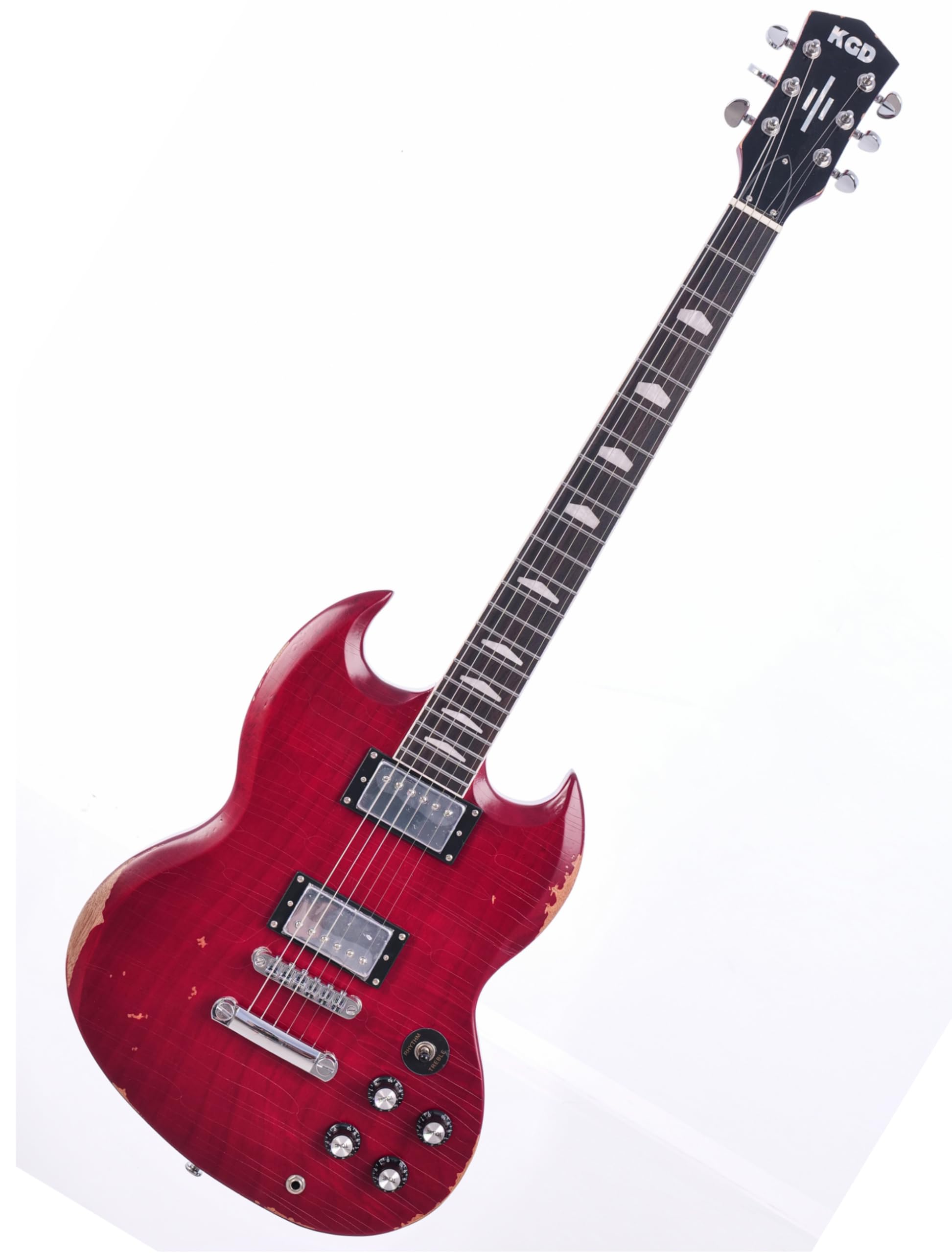 KGD Relic Electric Guitar,Solid Body Electric Guitar With Mahogany Body and Neck,Rosewood Fingerboard,Bone Nut,SG style 6-String Guitar,Professional/Electric Guitars for Adults