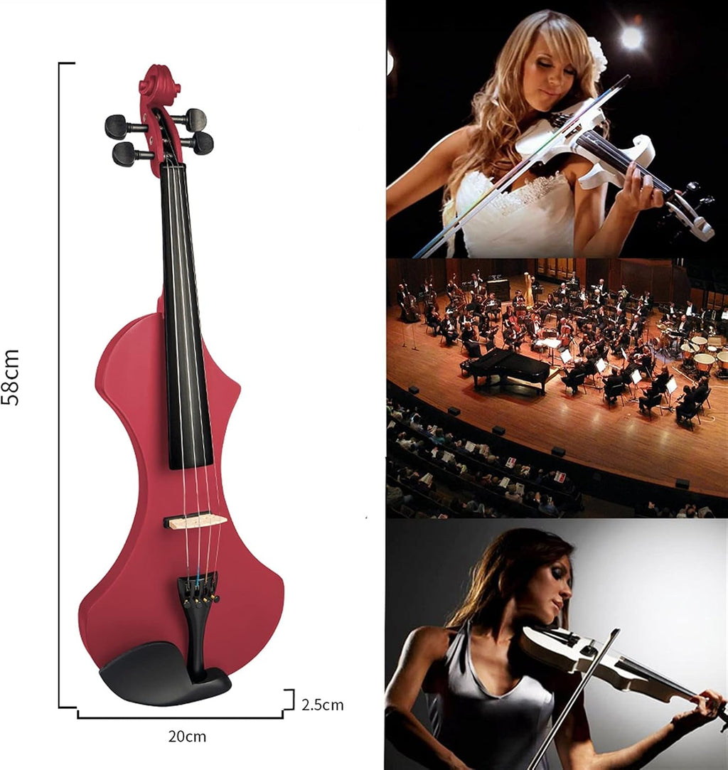 Cello Kit Electric Violin 4/4 Full Size Solid Wood Silent Violin Set W/Carrying Case+Audio Cable+Extra Strings+Tuner+Bridge+Rosin Violin