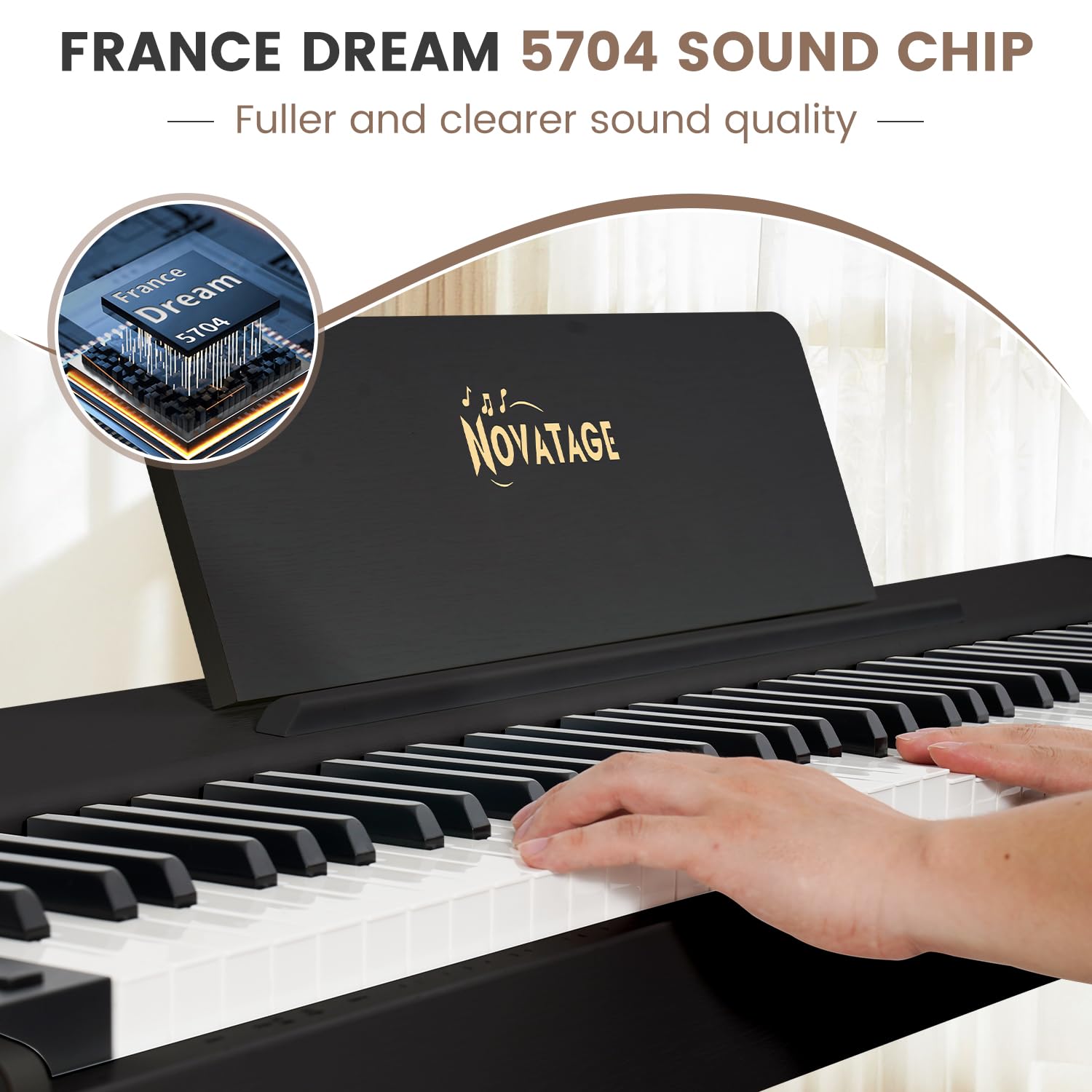 88 Key Full-Weighted Digital Piano, Full Size Electric Piano for Beginners, with U-Stand, 3 Pedal Unit, Adjustable Stool, Headphone, MIDI Functionality (Black)
