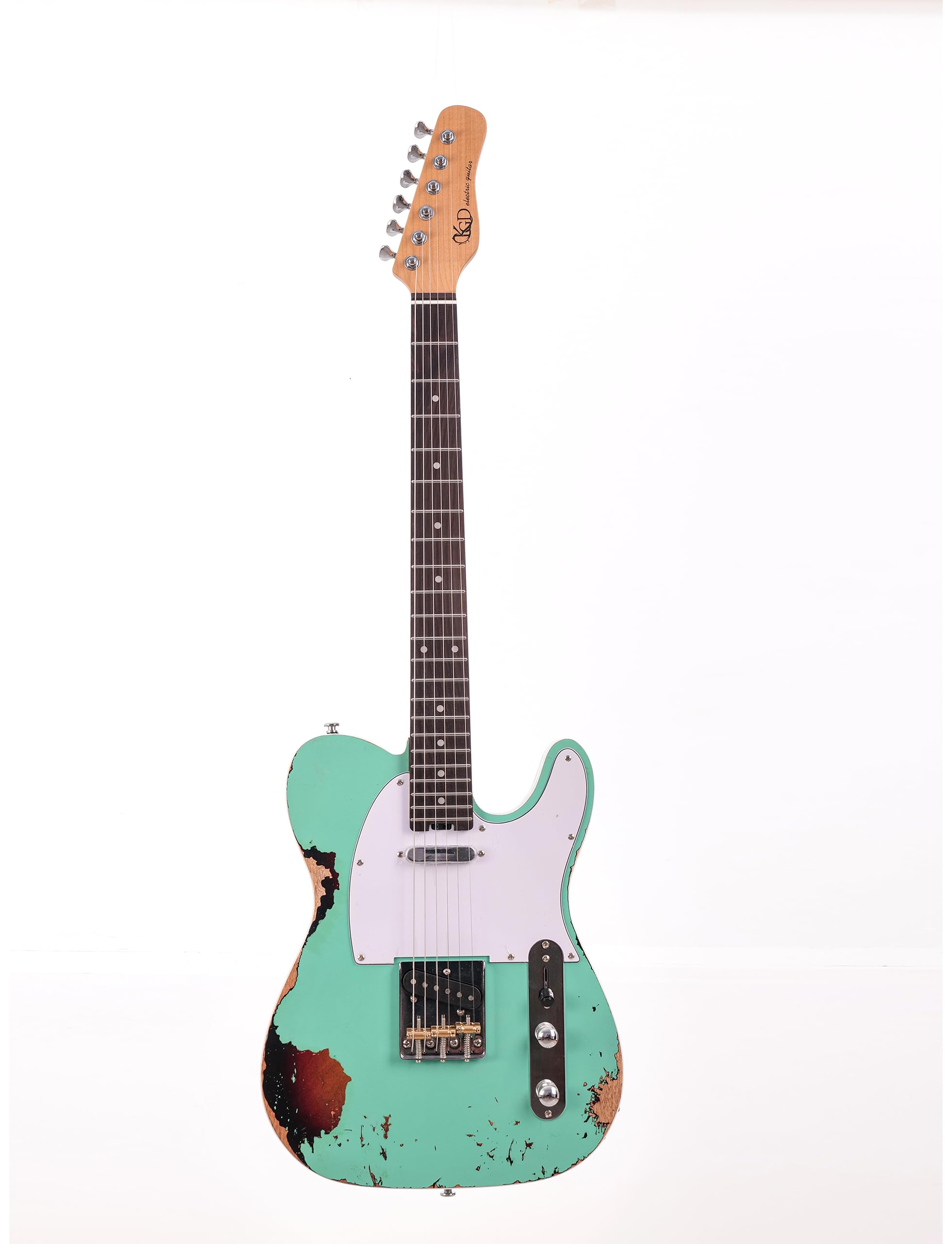 KGD Relic electric guitar mahogany body carbonized maple neck rosewood fretboard 6-string solidbody electric guitar S-S pickupsbrass barrel saddle bridge (Grass Green)