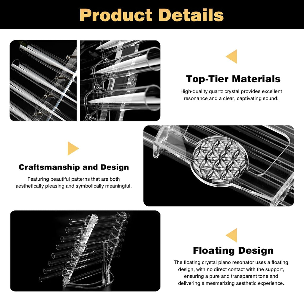 432Hz 8 Note CDEFGABC Quartz Crystal Singing Harp,Including Bracket Alumina Carrry Case for Sound Bath and Meditatiion