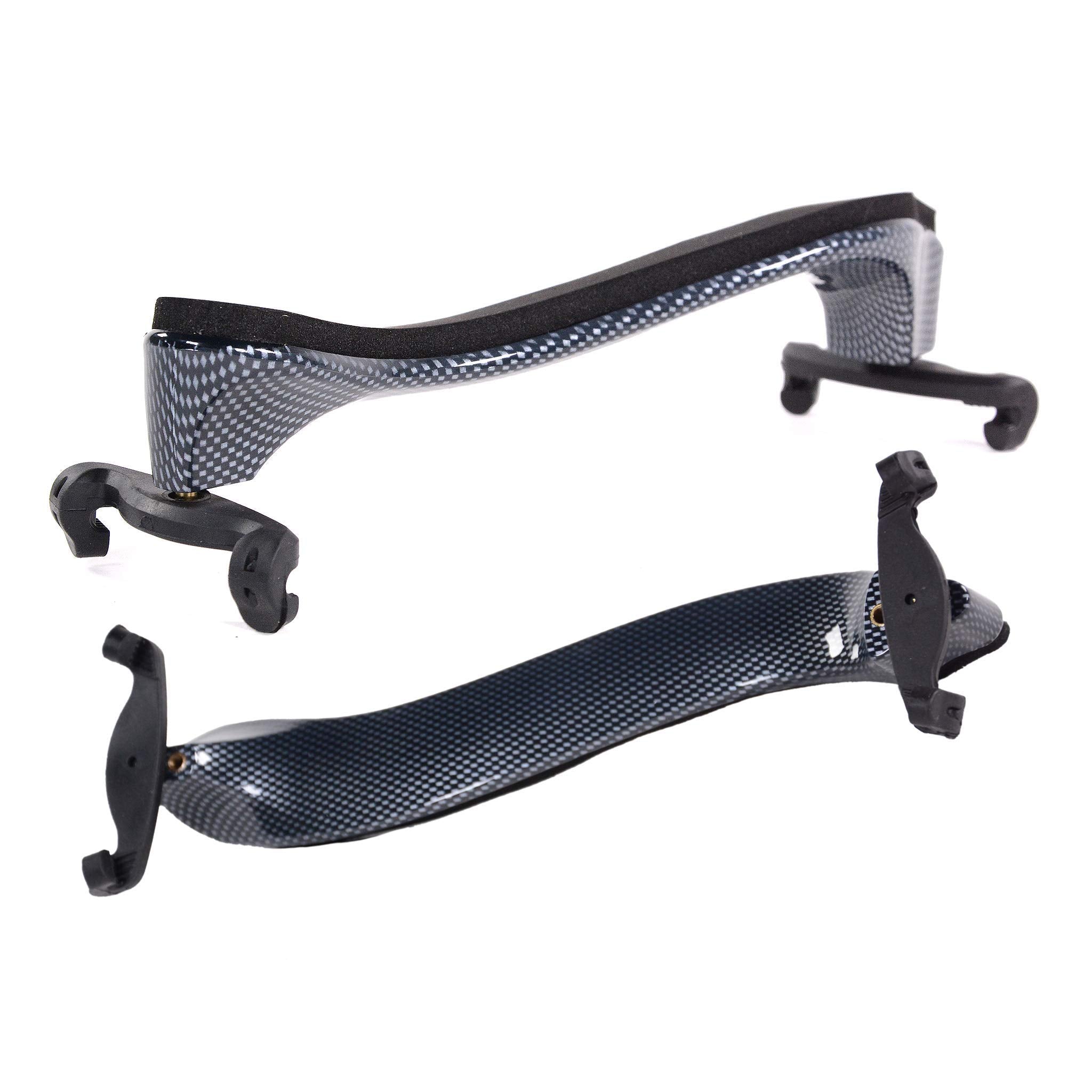 Fiddlerman Light Carbon Fiber Violin Shoulder Rest 4/4 Foam Padding For Comfort With Slight Height Adjustable Feet (Wood Look)