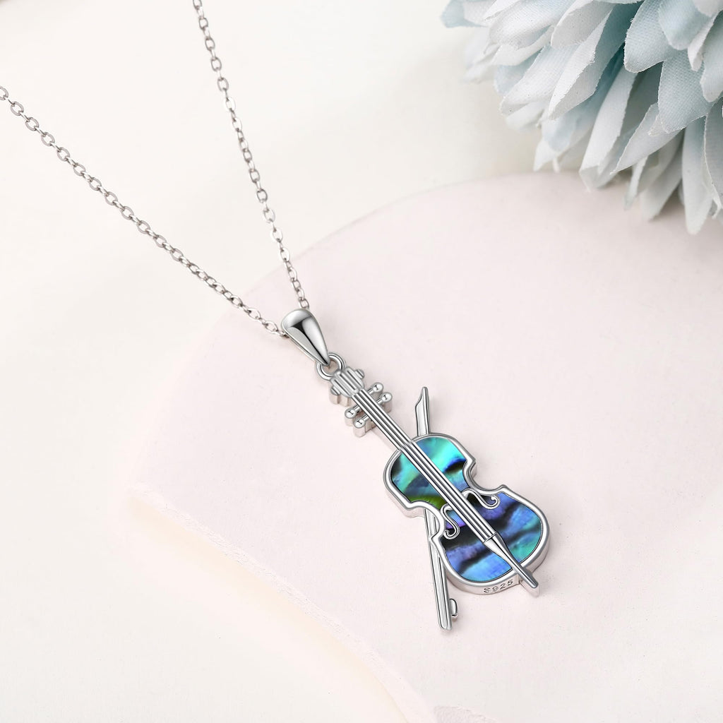 YAFEINI Violinist Cellist Gifts for Her 925 Sterling Silver Cello Violin Pendant Necklace Music Jewelry for Women Birthday Christmas Gifts