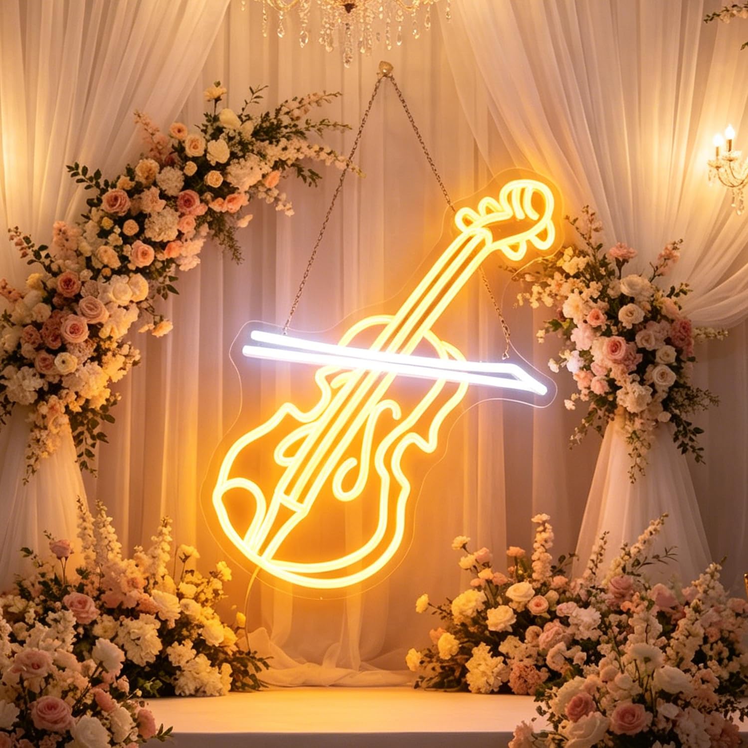 Violin LED Neon Sign, Music Player Neon Signs, Music Instrument Wall Room Bedroom Game Room Art Decor, Violin Enthusiasts Artist Neon Light Wall Art Christmas Birthday Gift