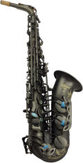 Eastern Music matt black Alto Saxophone with dragon engravings abalone key buttons