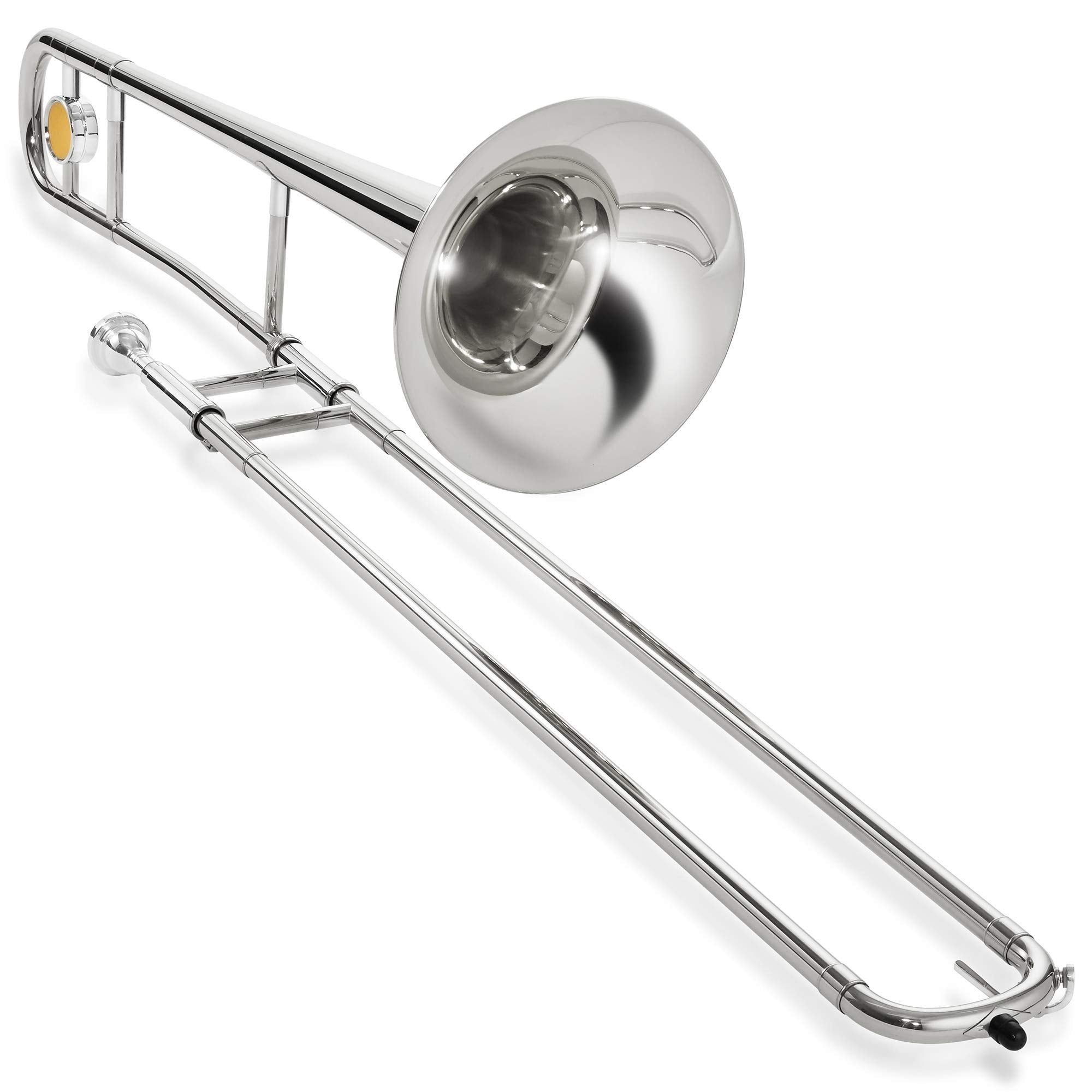 Ashthorpe Bb Tenor Slide Trombone with Nickel Plated Finish - Includes Case, Mouthpiece, Gloves, Cleaning Cloth, Slide Grease