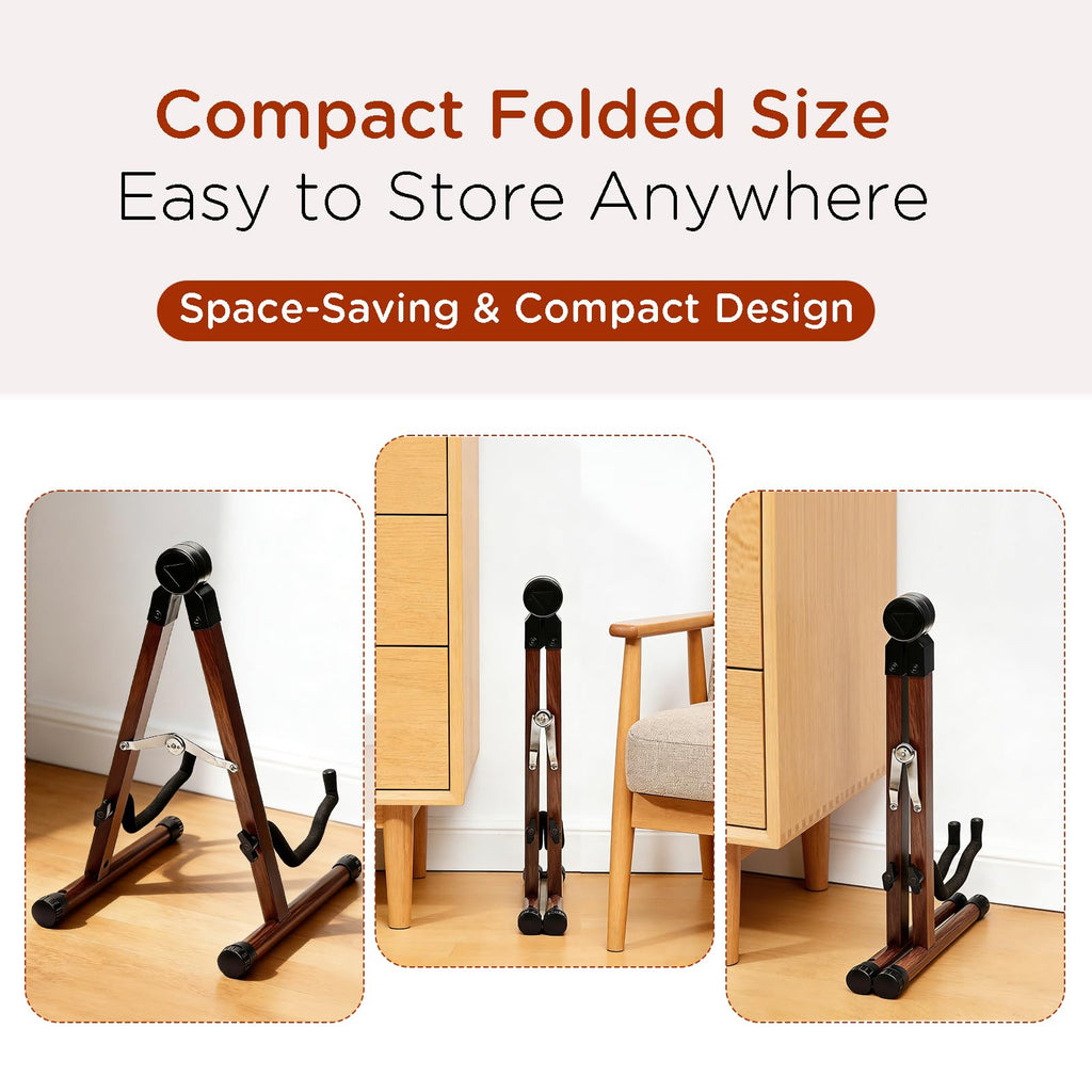 Cello Stand with Bow Holder, Wooden Stand for 1/2, 3/4, 7/8, 4/4 Full-Size, A-Frame Floor Cello Stand with Padded Foam and Non Slip Pad, Cello Display Stand (Black Walnut)