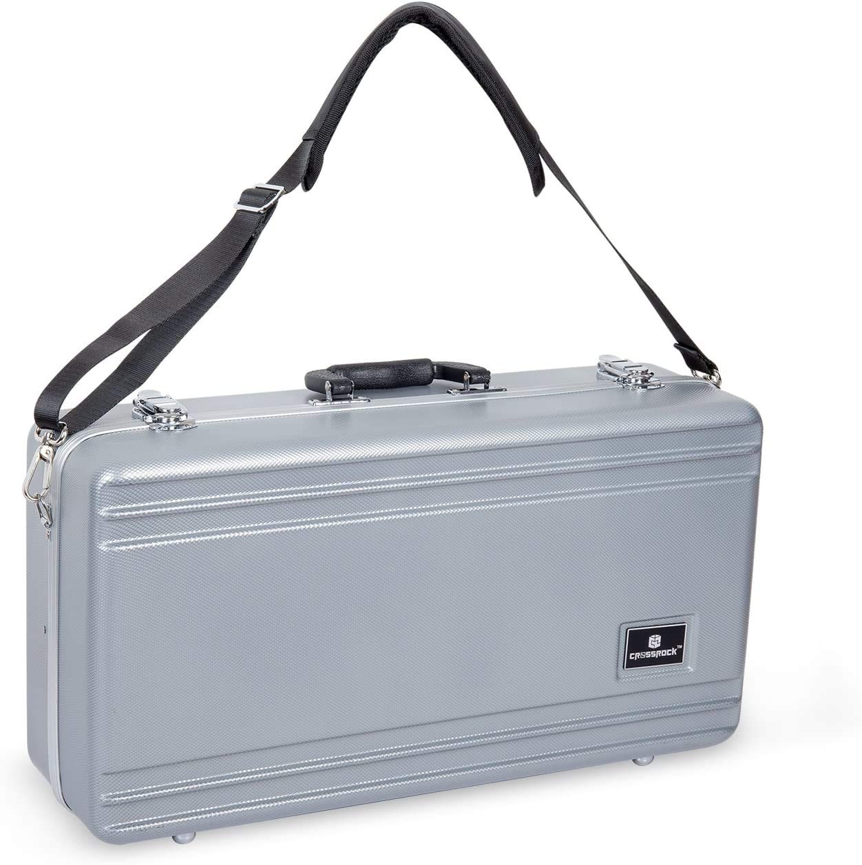 Crossrock Trumpet Case for Bb Horn | Textured Blue Finish with Velvet Interior, Security Lock, Metal Feet & Detachable Strap (CRA861TRBL)