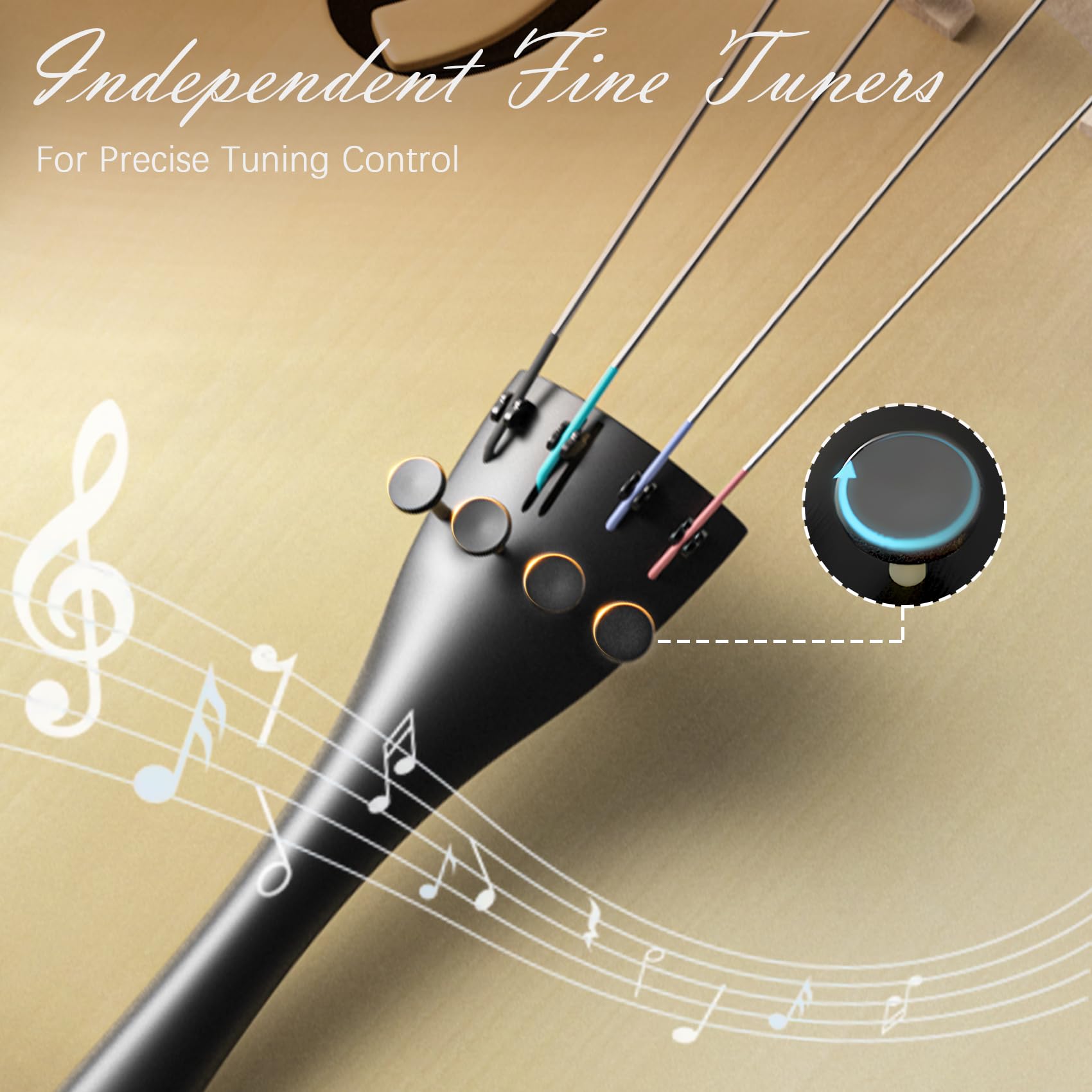 Cello 4/4 Kit, Full Size Cello for Adults, Students, Beginners, Complete Acoustic Cello Instrument Set with Portable Bag, Bow, Rosin, Black