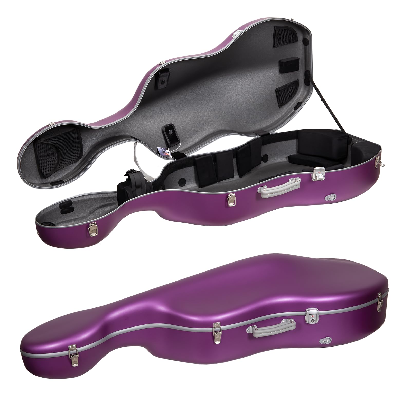 Crossrock Professional 4/4 Carbon Fiber Cello Case | 6lb Ultra-Light TSA Hardshell | Adjustable Magic Pads & Anti-Scratch Cover | Gloss Crimson Finish