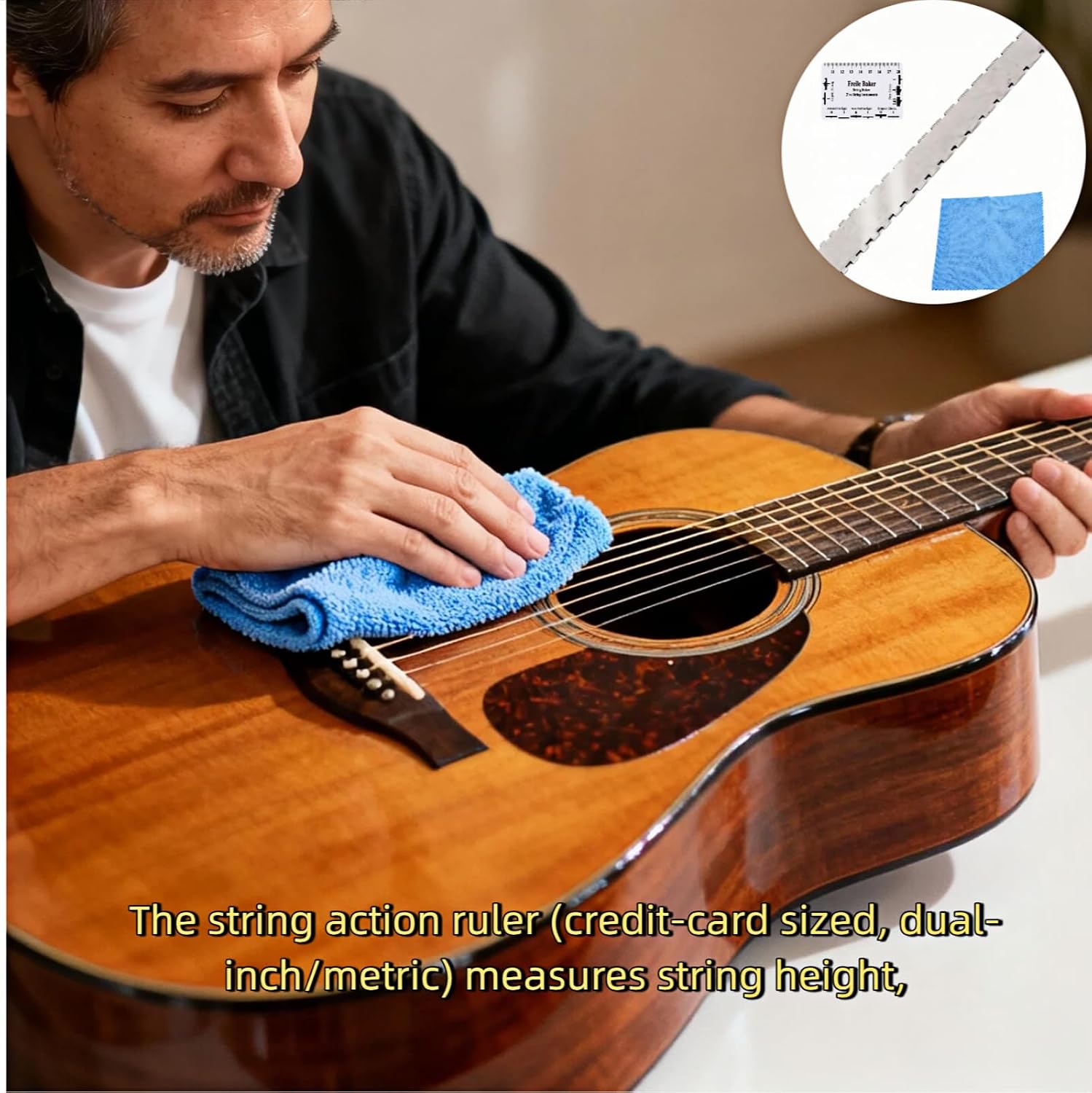 3 Pcs Notched Straight Edge Guitar Luthier Tool Kit, String Action Ruler Gauge for Leveling Neck Relief Check – High Accuracy Luthier Tool for Most Guitar Fretboards