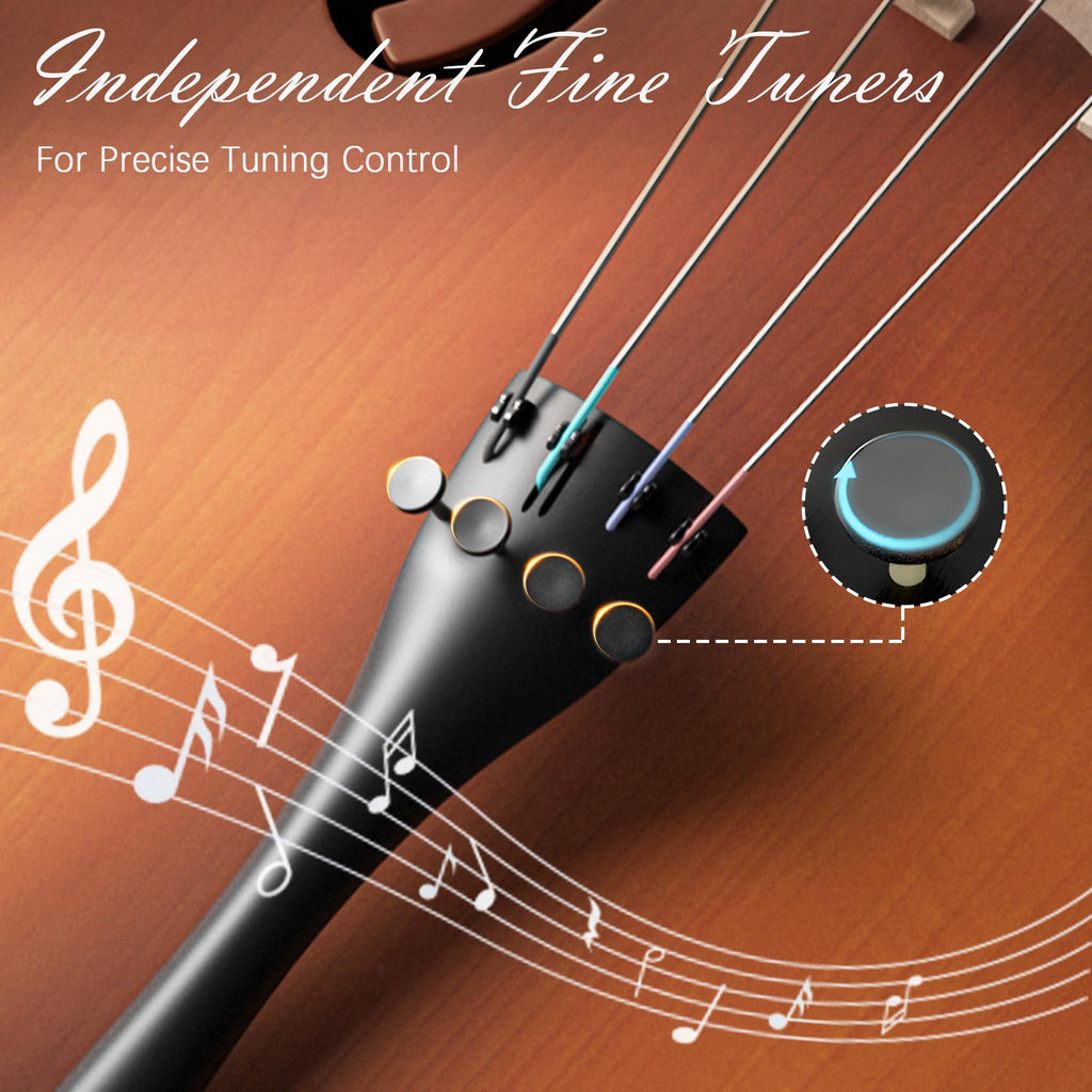 Cello 4/4 Kit, Full Size Cello for Adults, Students, Beginners, Complete Acoustic Cello Instrument Set with Portable Bag, Bow, Rosin, Black