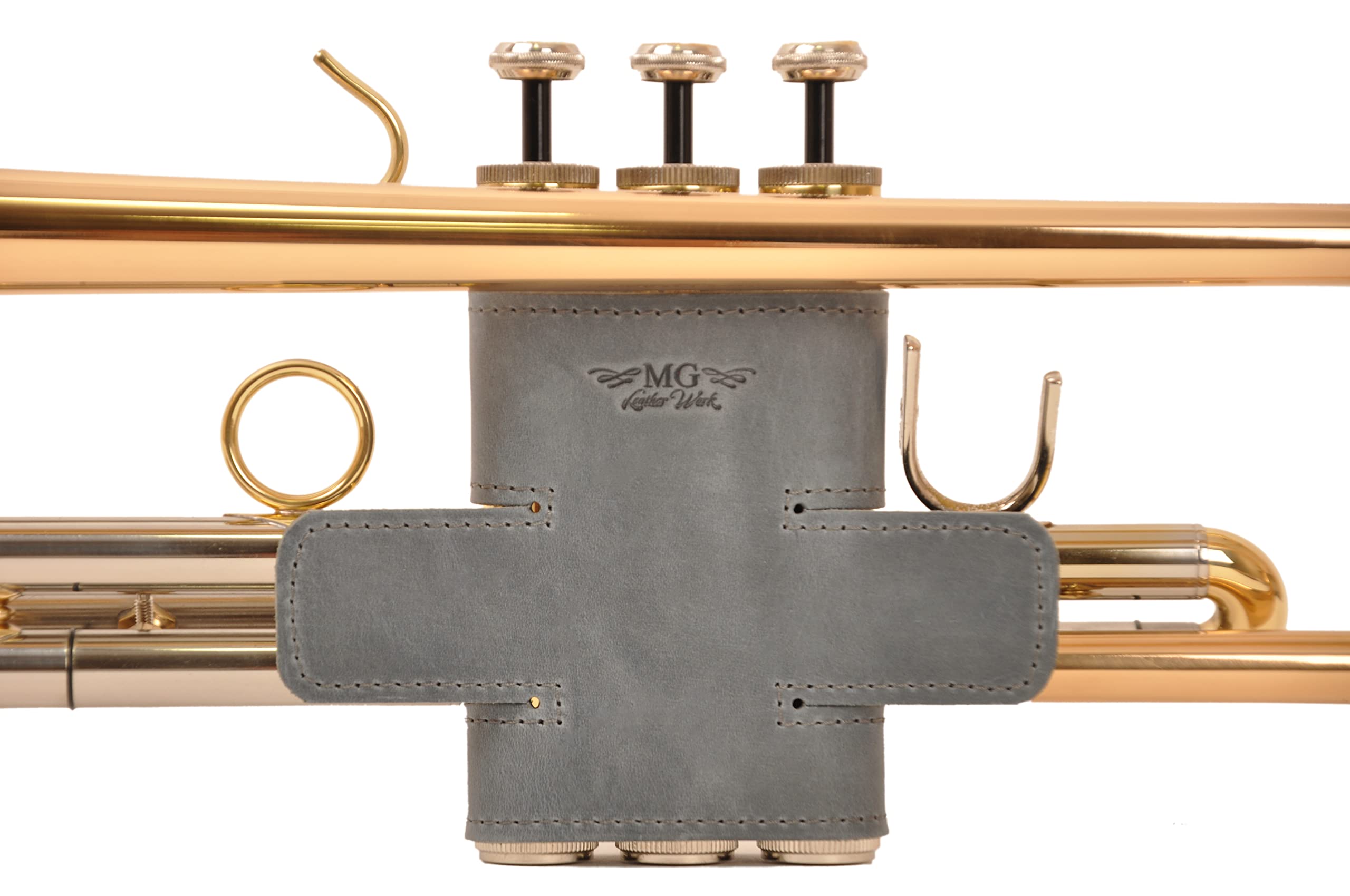 Trumpet Valve Guard XL Genuine Leather Protection Trumpet Valve Cover Valve Wrap (Green)