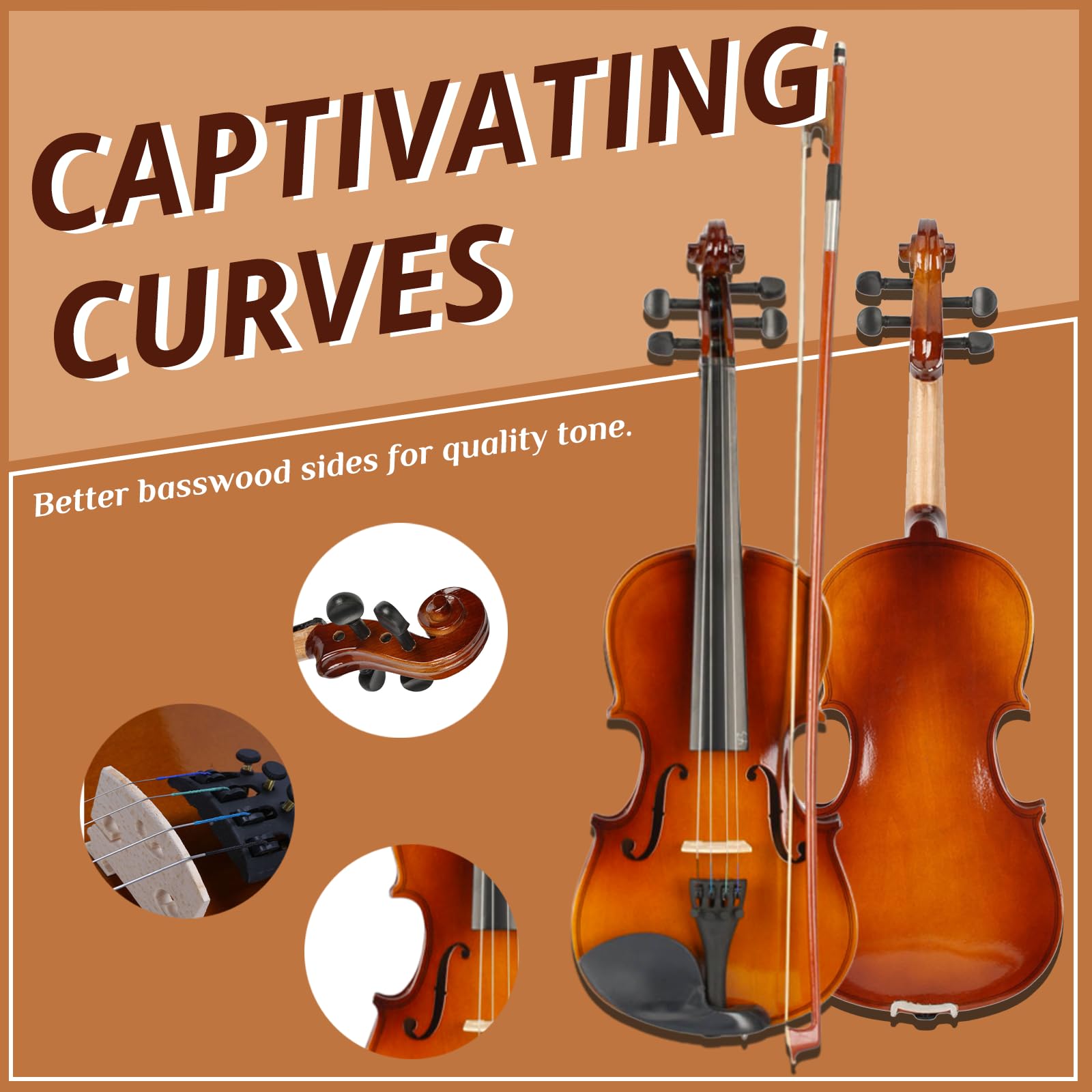 Ktaxon 1/4 Violin for Beginners, Fiddle for Students and Enthusiasts, Acoustic Violin Kit with Case, Bow, Rosin & Manual