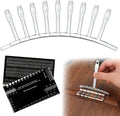 10 Pcs Guitar Luthier Tools - 9 Stainless Steel Understring Radius Gauges + 1 String Action Gauge, Precision T-Shaped Radius Measuring Ruler for Guitar & Bass Setup, Adjusting & Repairing