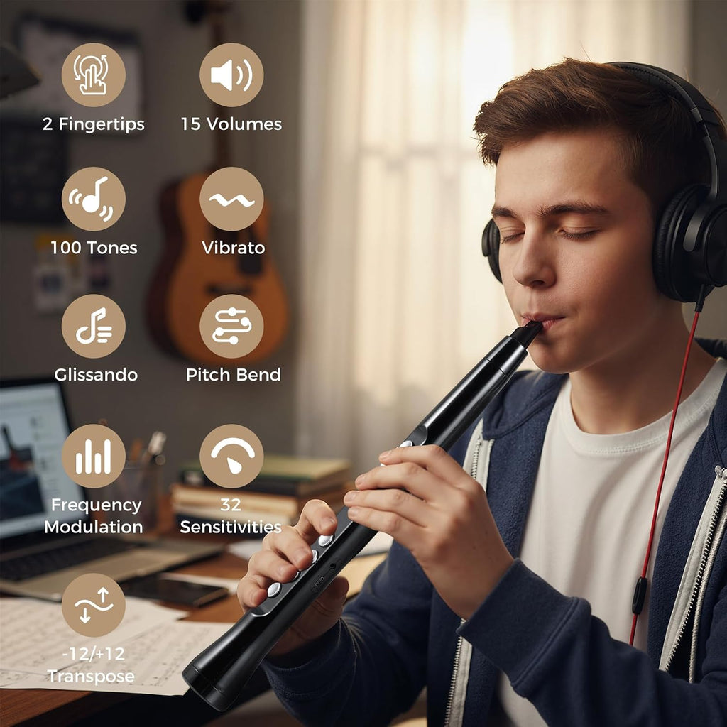 Costzon Electronic Wind Instrument, Portable Mini Digital Electric Saxophone with MIDI, 100 Tones, 3W HIFI Speaker, 4-Octave Range & 2 Fingerings, Rechargeable EWI Synthesizer for Beginners Adults
