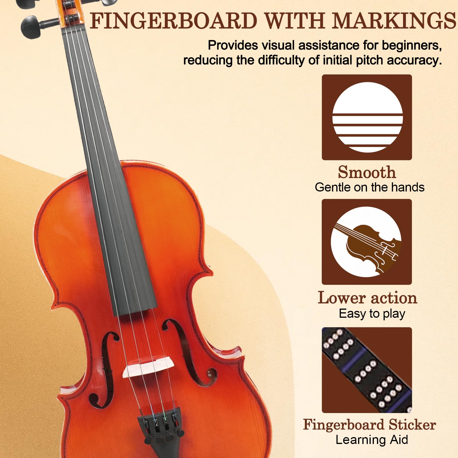 FINO 4/4 Violin Full Size Kit for Beginners (Plywood, Full) (Natural)