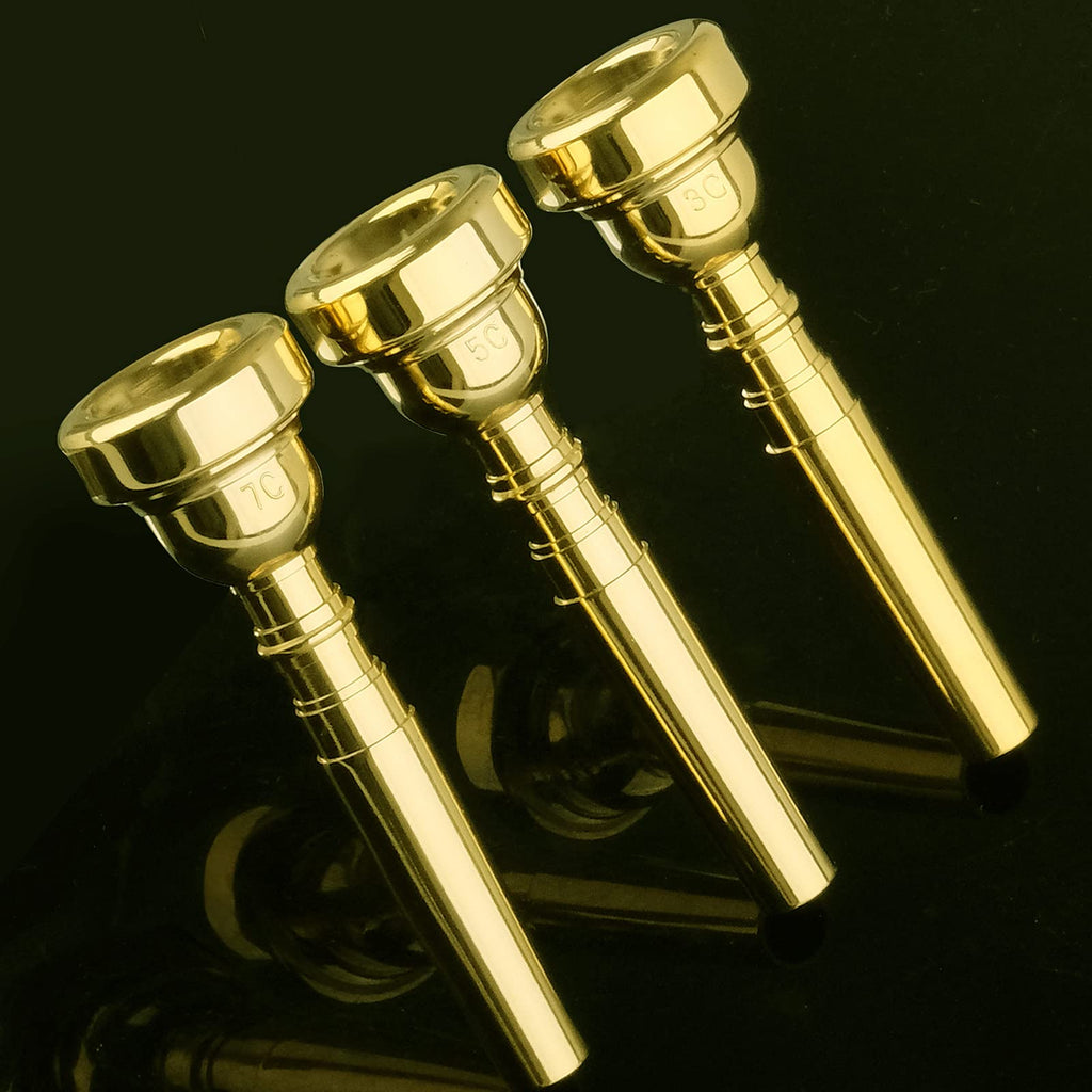 Silver Trumpet Mouthpiece 7C 5C 3C Trumpet Mouthpiece Set with Box Cleaning Cloth Compatible with Yamaha Bach Conn King Musical Instruments for Beginners and Professional Players 3Pack