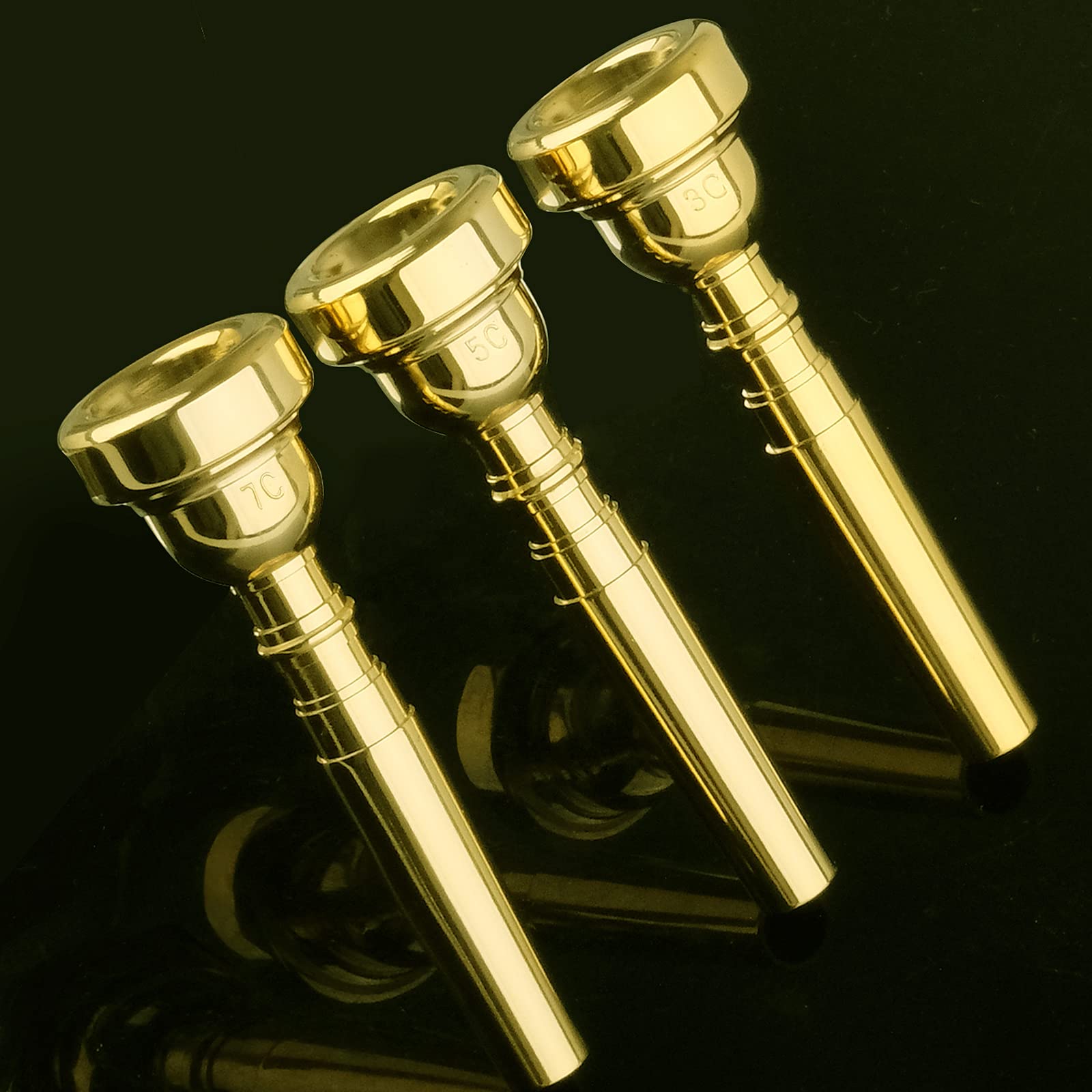 Silver Trumpet Mouthpiece 7C 5C 3C Trumpet Mouthpiece Set with Box Cleaning Cloth Compatible with Yamaha Bach Conn King Musical Instruments for Beginners and Professional Players 3Pack