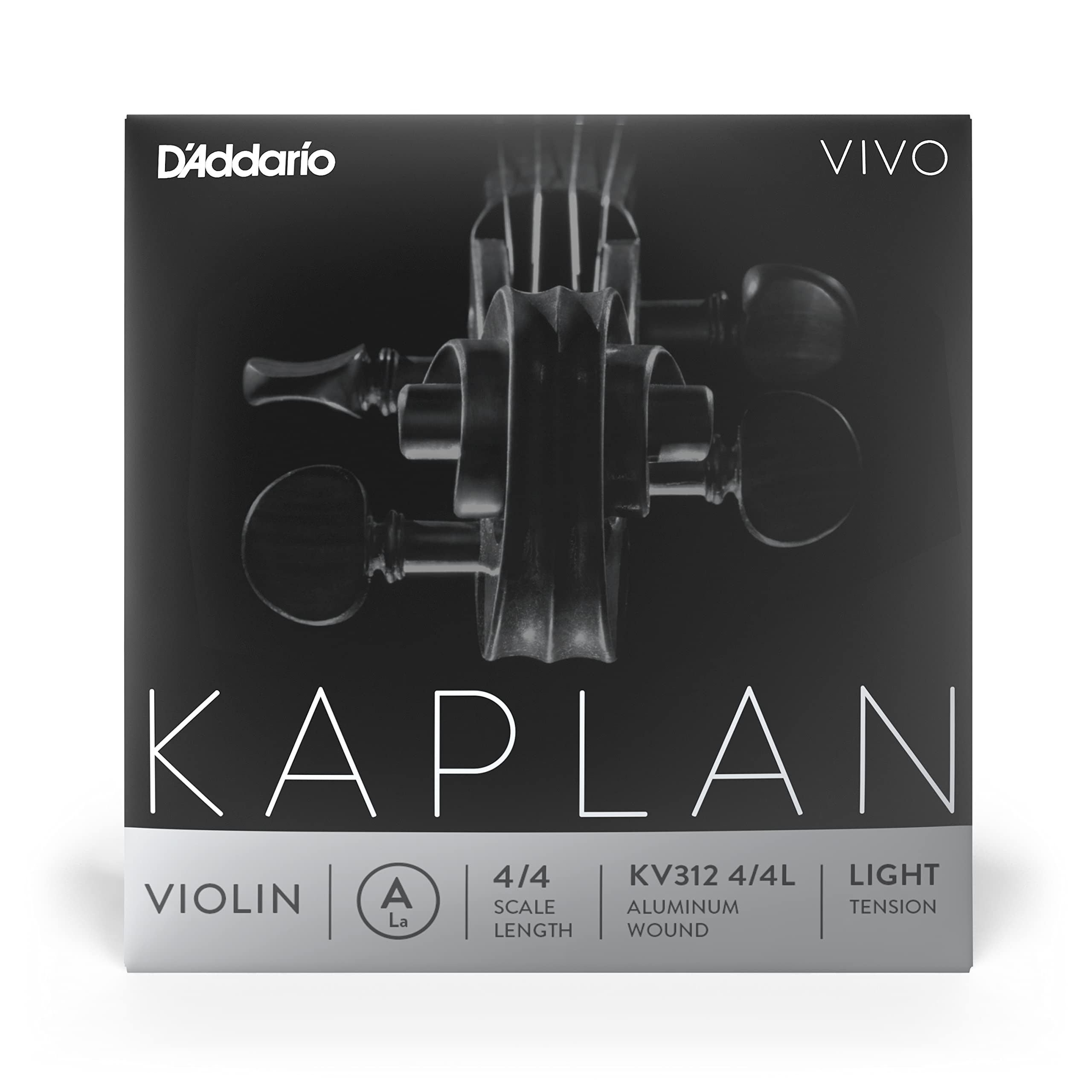 D'Addario Kaplan Vivo Violin Strings - Full Set - KV310 4/4M - Violin Strings - 4/4 Scale, Medium Tension
