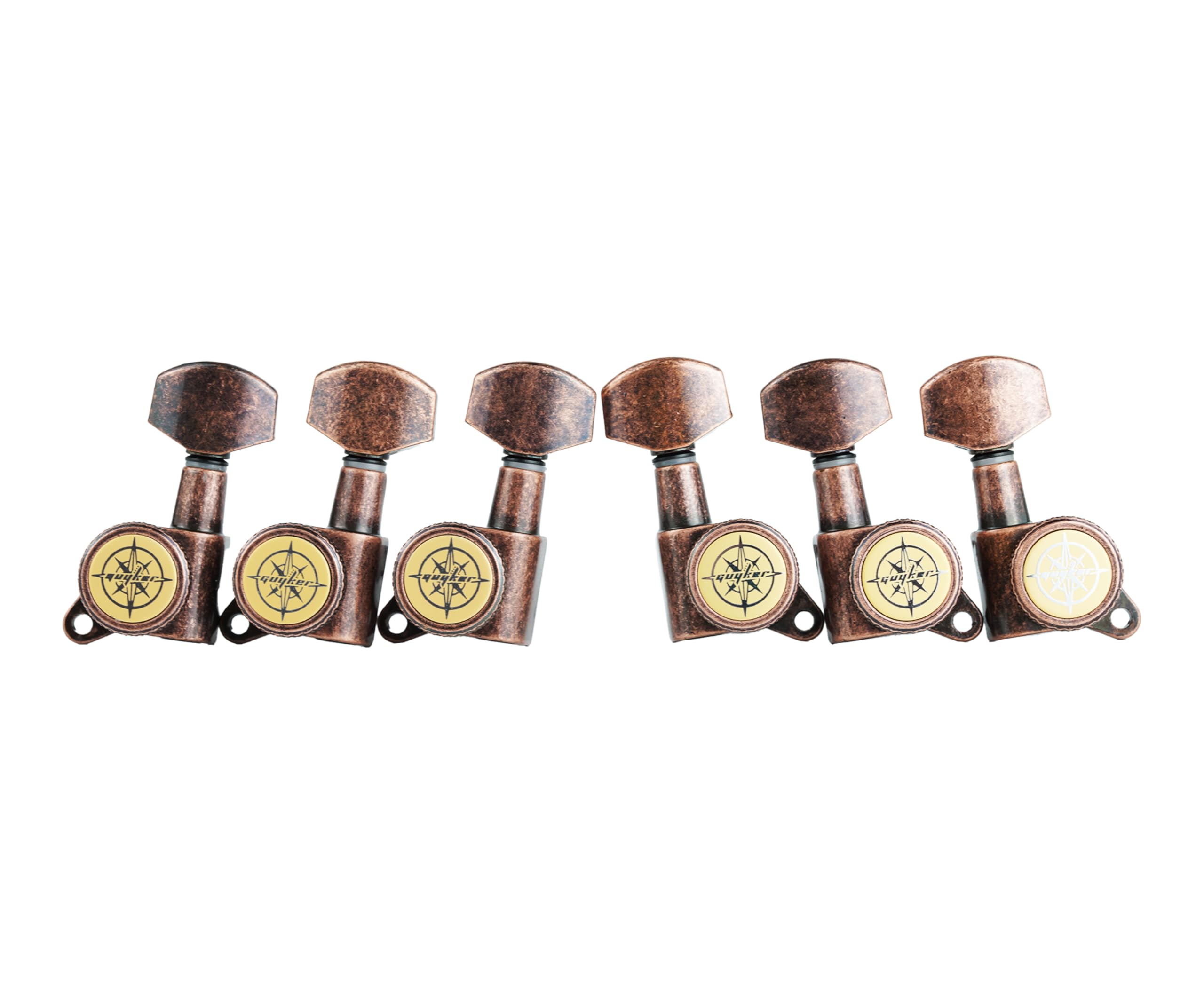 Guyker Guitar Locking Tuners (6 for Right) - 1:18 Lock String Tuning Key Pegs Machine Head with Hexagonal Handle Replacement for ST TL SG LP Style Electric, Folk or Acoustic Guitars - Chrome