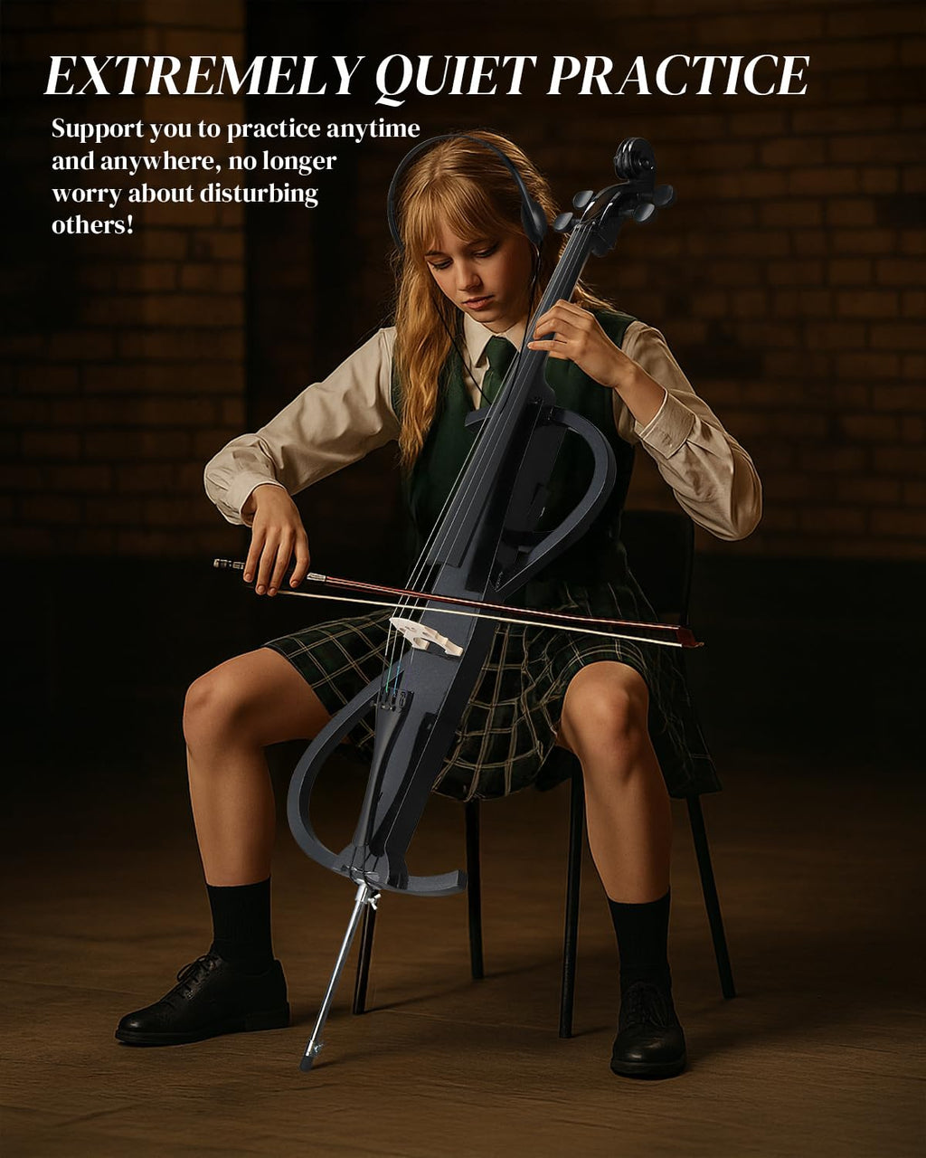 Ktaxon Foldable Electric Cello 4/4 Full Size Silent Cello with Portable Bag, Stereo Headphones, Premium Cable & Rosin, Professional Bow and Bridge for Adult Beginner(Foldable Z Style)