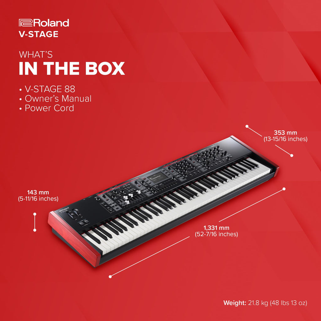 Roland V-STAGE 88 | Premium 88-Key Weighted Digital Keyboard | Ideal for Piano-Focused Players | Four Independent Sound Engines | Advanced Modeling Technology & Sound Customization