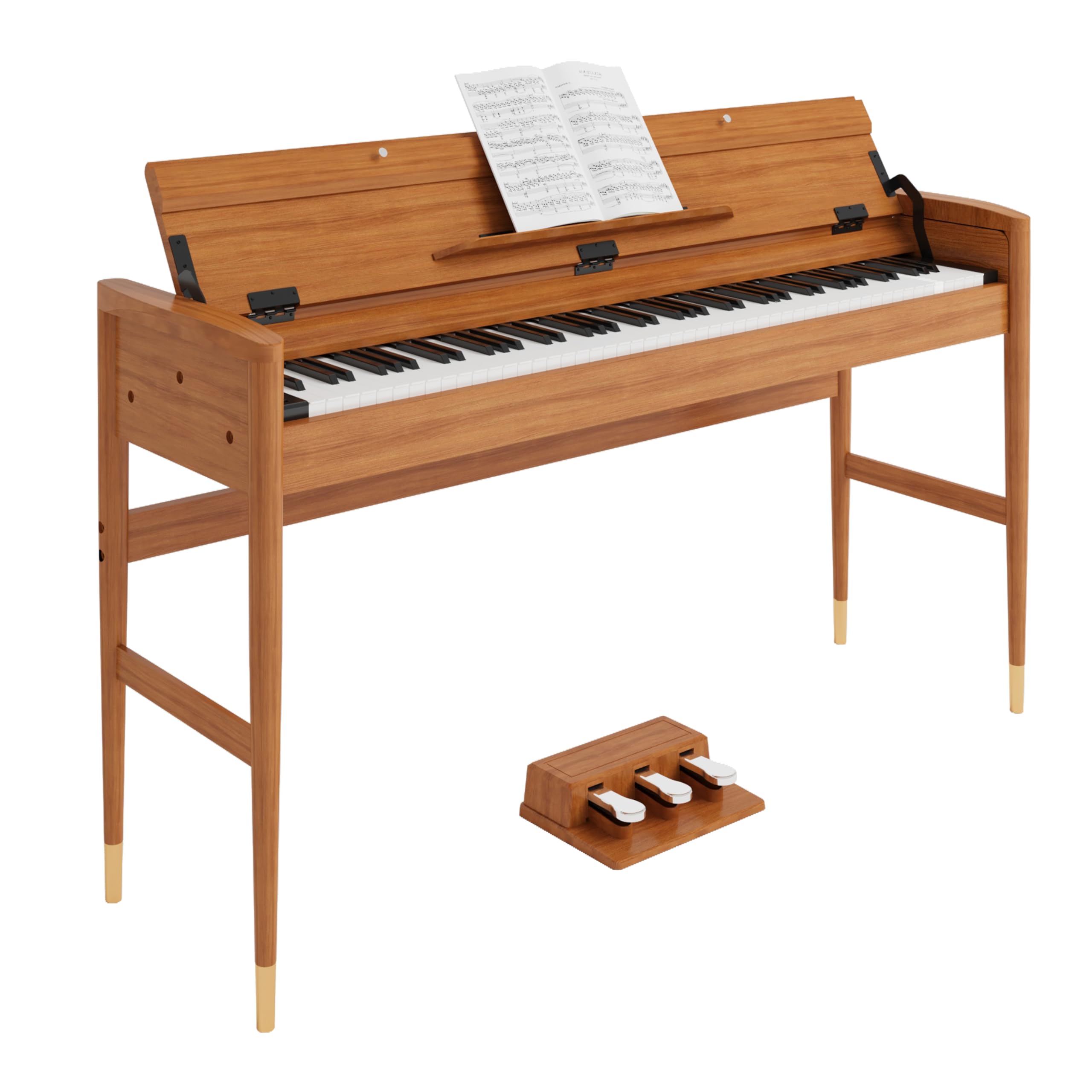 88 Key Weighted Hammer Action Digital Piano, French 5704 Chip, Solid Wood Stand, Triple Pedal, USB-MIDI, 192 Polyphony – For Adults & Intermediate