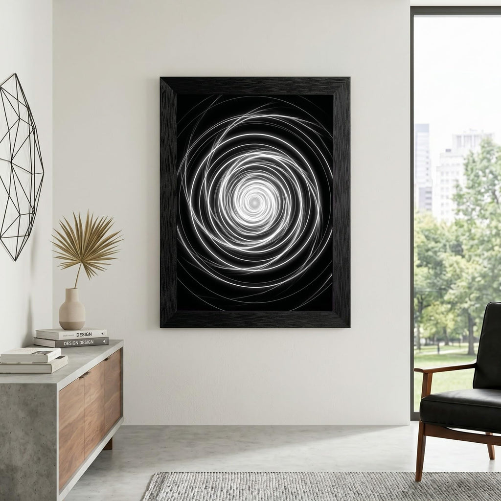 Framed Canvas Wall Art Minimalist Abstract Cello Musical Instrument Electric White Glowing Lines on Black Canvas Print Poster Black Frame Wall Decor for Music Room Studio Modern Art, Inch 24x36