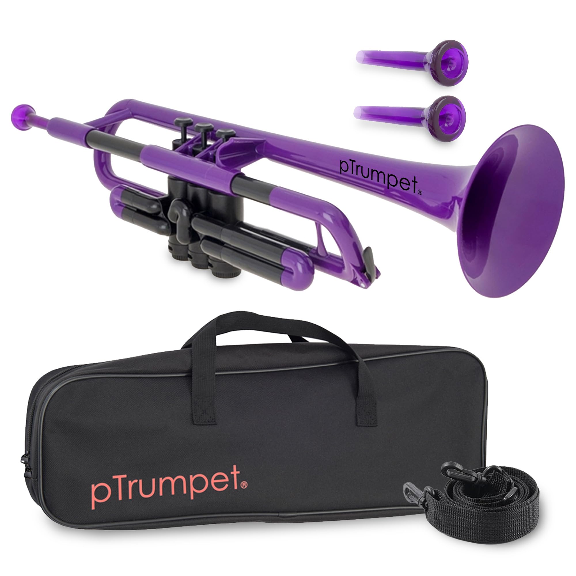 pTrumpet Bb Plastic Trumpet - Durable pInstruments Design with Ergonomic Grip - Includes 3C & 5C Mouthpieces and Carrying Bag - Authentic Sound for Students & Beginners - ABS Build - Green