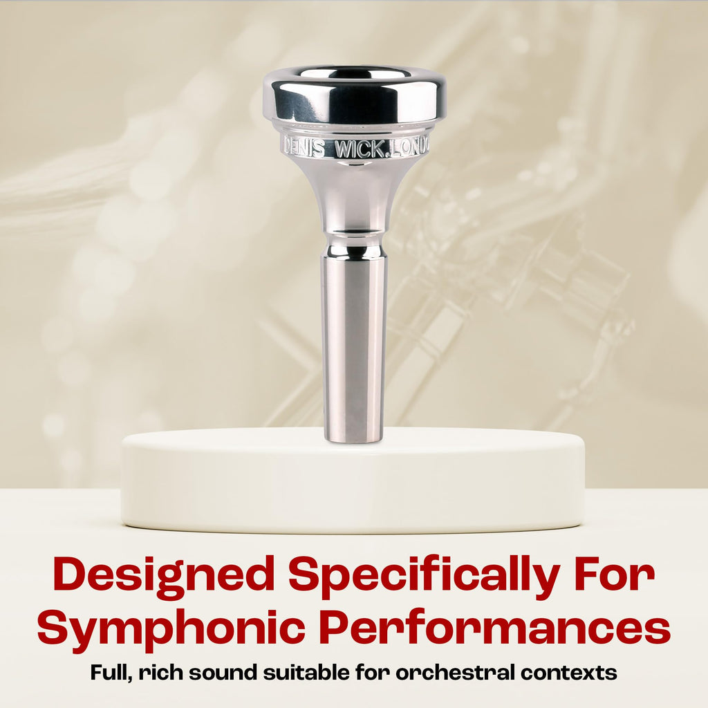 Denis Wick Classic Trombone Mouthpiece Silver Plated, 5880-4AL - Barrel Backbore for Balanced Tone & Smooth Response - Large Shank Fitting Trombone Accessory for Easy Articulation - 26 x 6.72 x 7.38mm