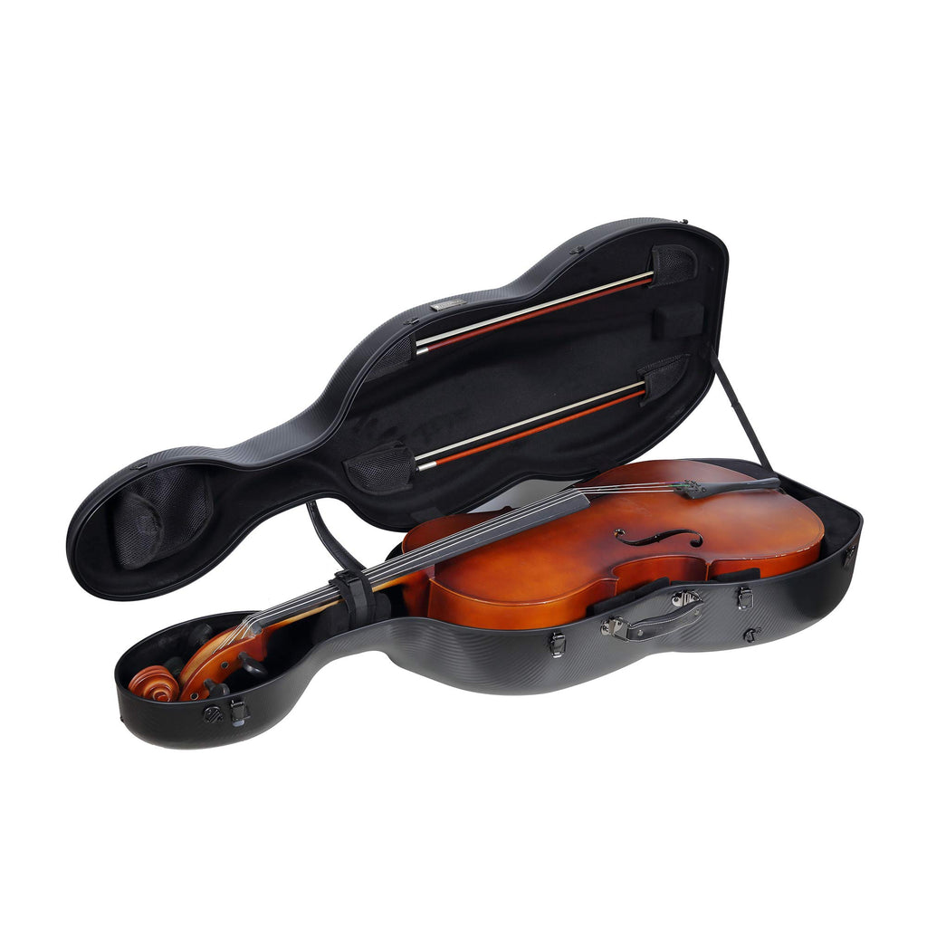 Crossrock Fiberglass 4/4 Cello Case with Wheels for Full Size Cello | Bright Yellow Finish, Velvet Interior, Waterproof Latches, Backpack Straps – Hardshell Protection- (CRF1020CEFYL)