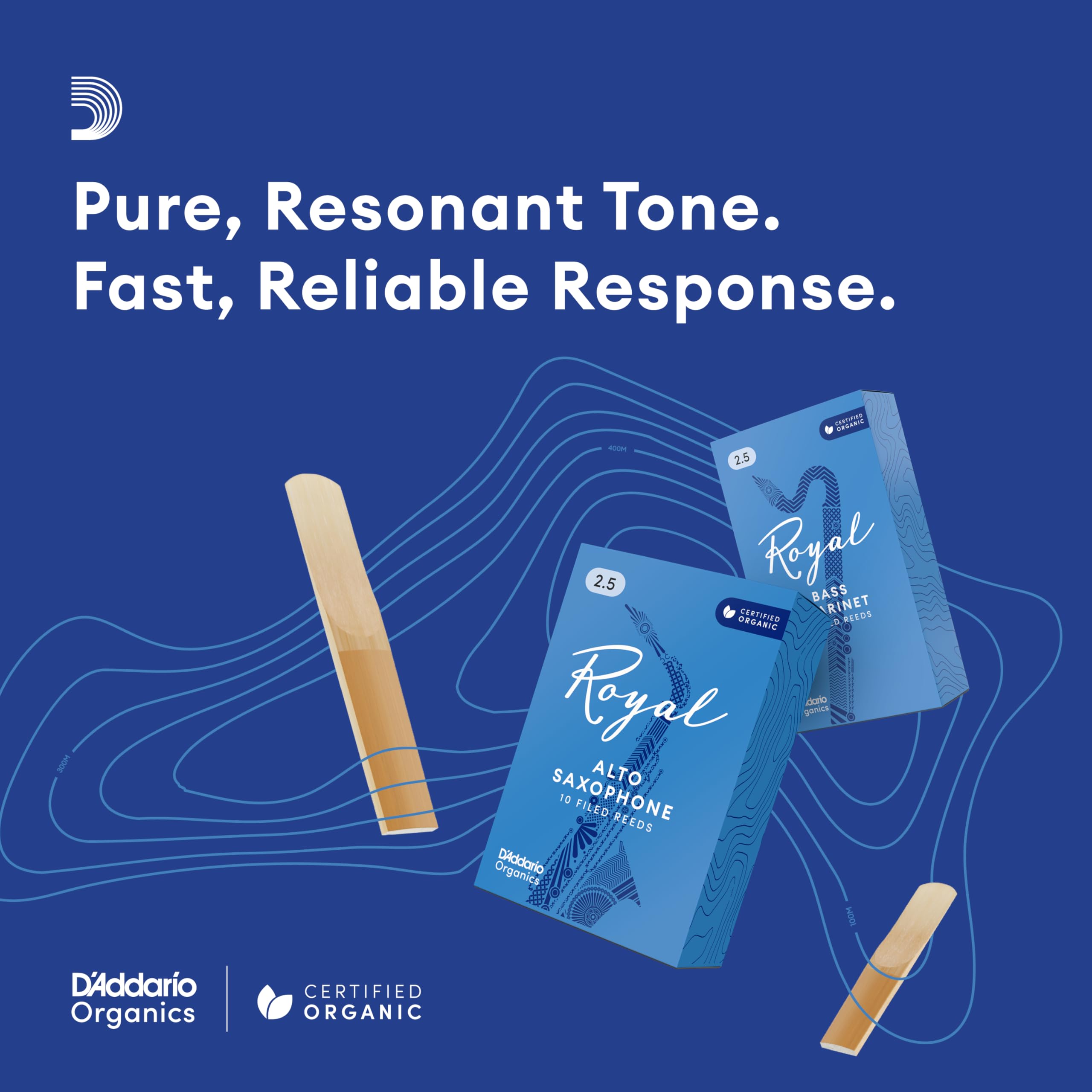 D'Addario Woodwinds Royal Saxophone Reeds - Alto Sax Reeds with Strong Spine - Alto Saxophone Reeds Great for Classical or Jazz - Strength 2.0, 25-pack
