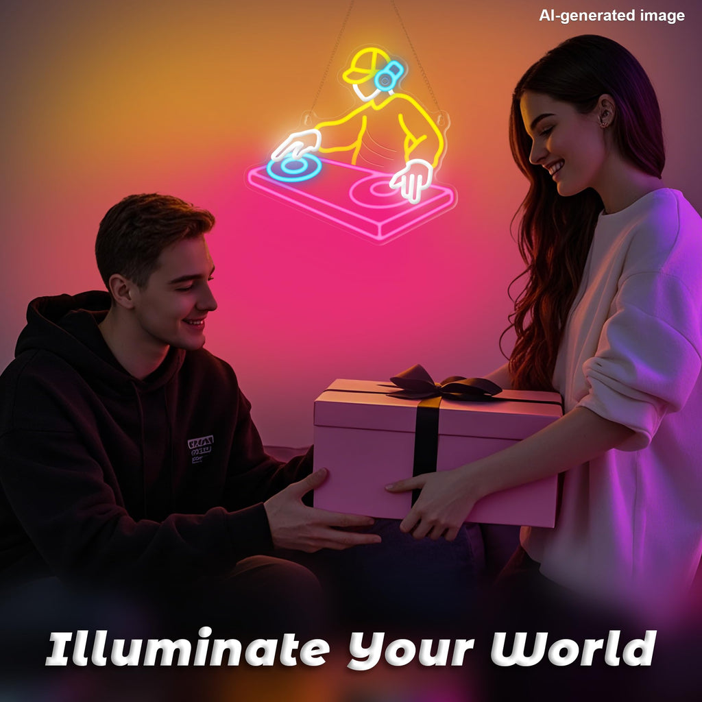 CoolGift Mart Acoustic Guitar Neon Light, Dimmable LED Guitar Neon Wall Sign USB Powered, Decorations for Bedroom Living Room Man Cave Music Studio, Gift for Guitar Players Guitarists Music Lovers
