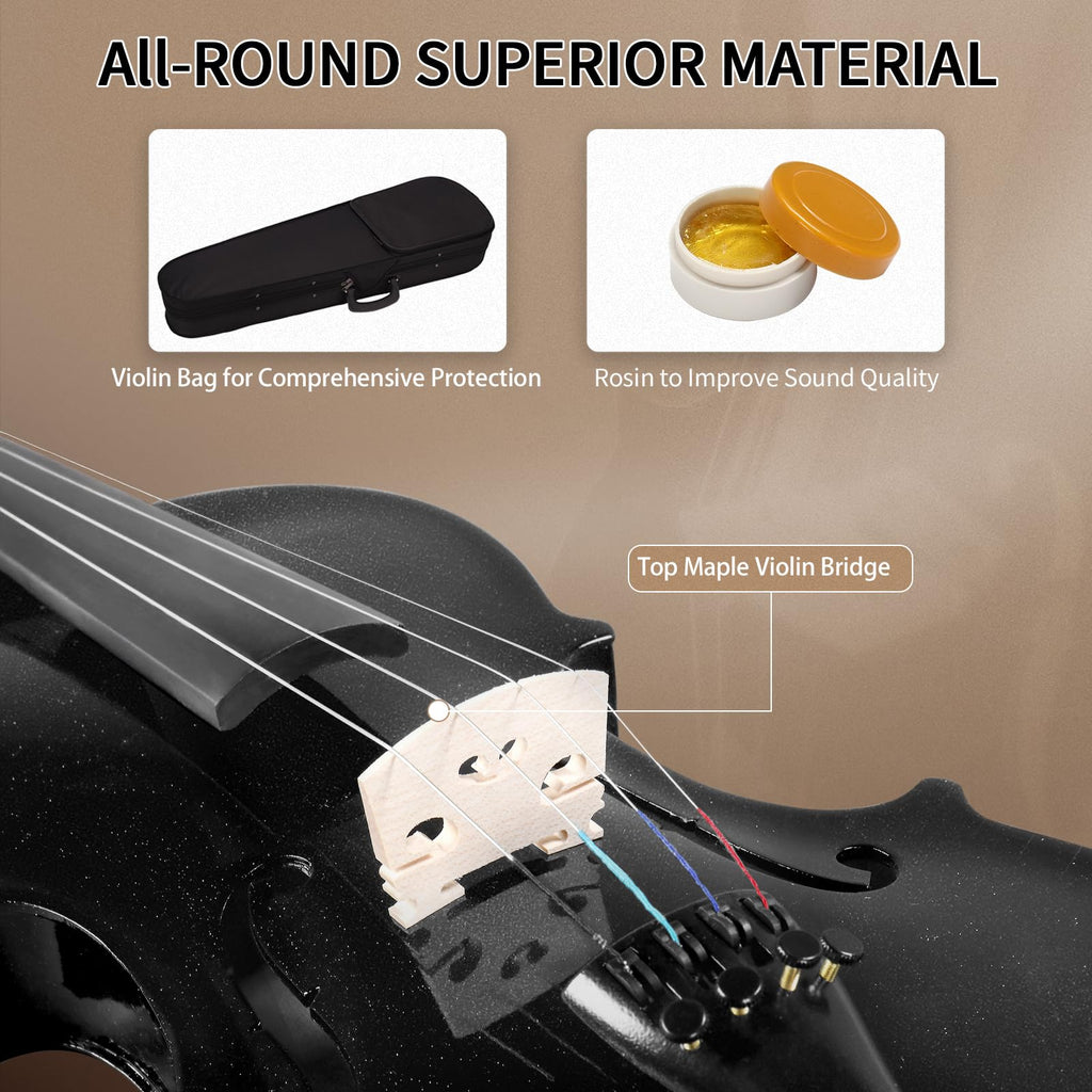 Ktaxon Violin for Beginners Students, Acoustic Violins 4/4, Full Size Fiddle Kit with Case, Bow, Rosin, Adult Teens Learners Age 11+ (Natural)