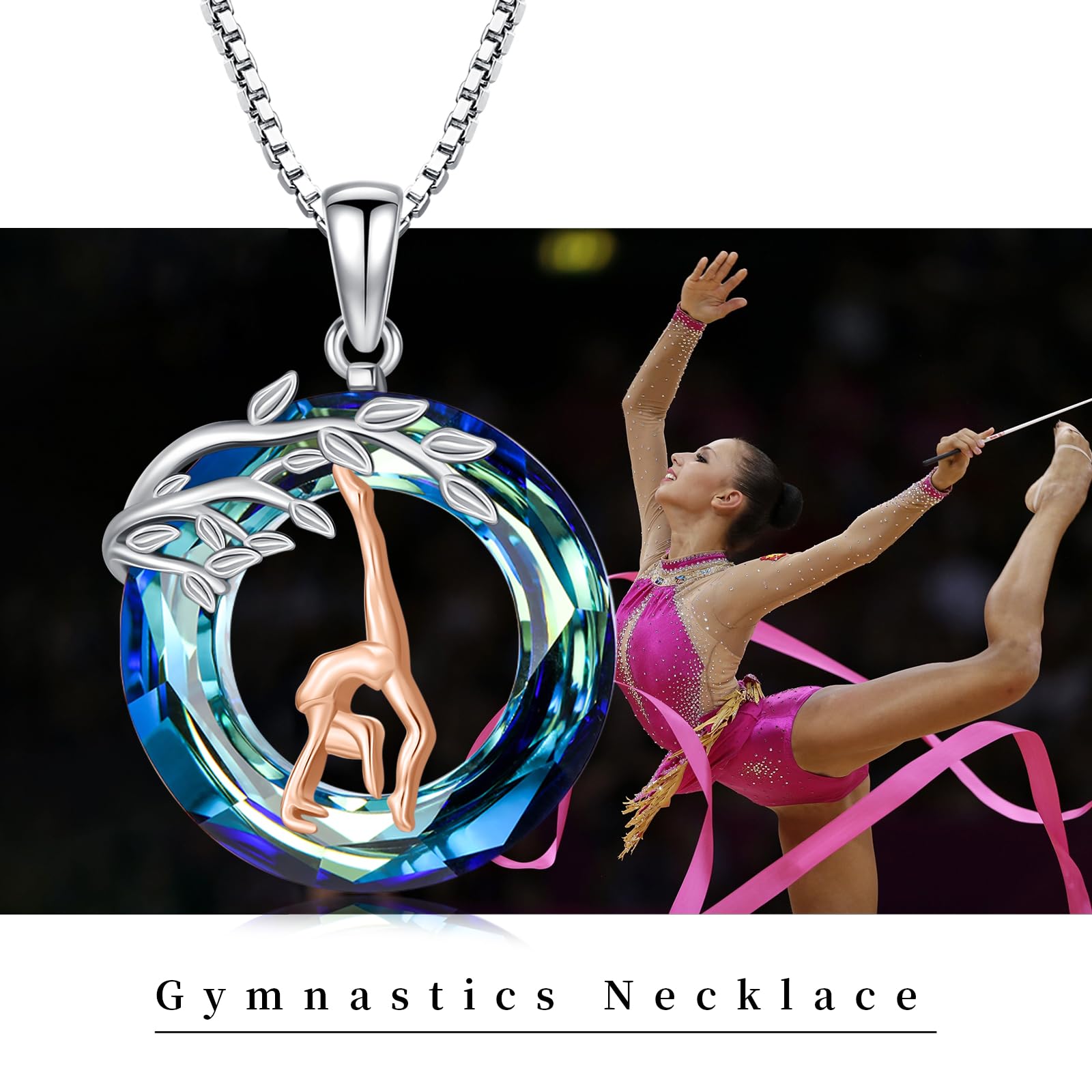 Sport/Music Necklace for Women 925 Sterling Silver Crystal Pendant Tree of Life Jewelry Gifts for Sport Players